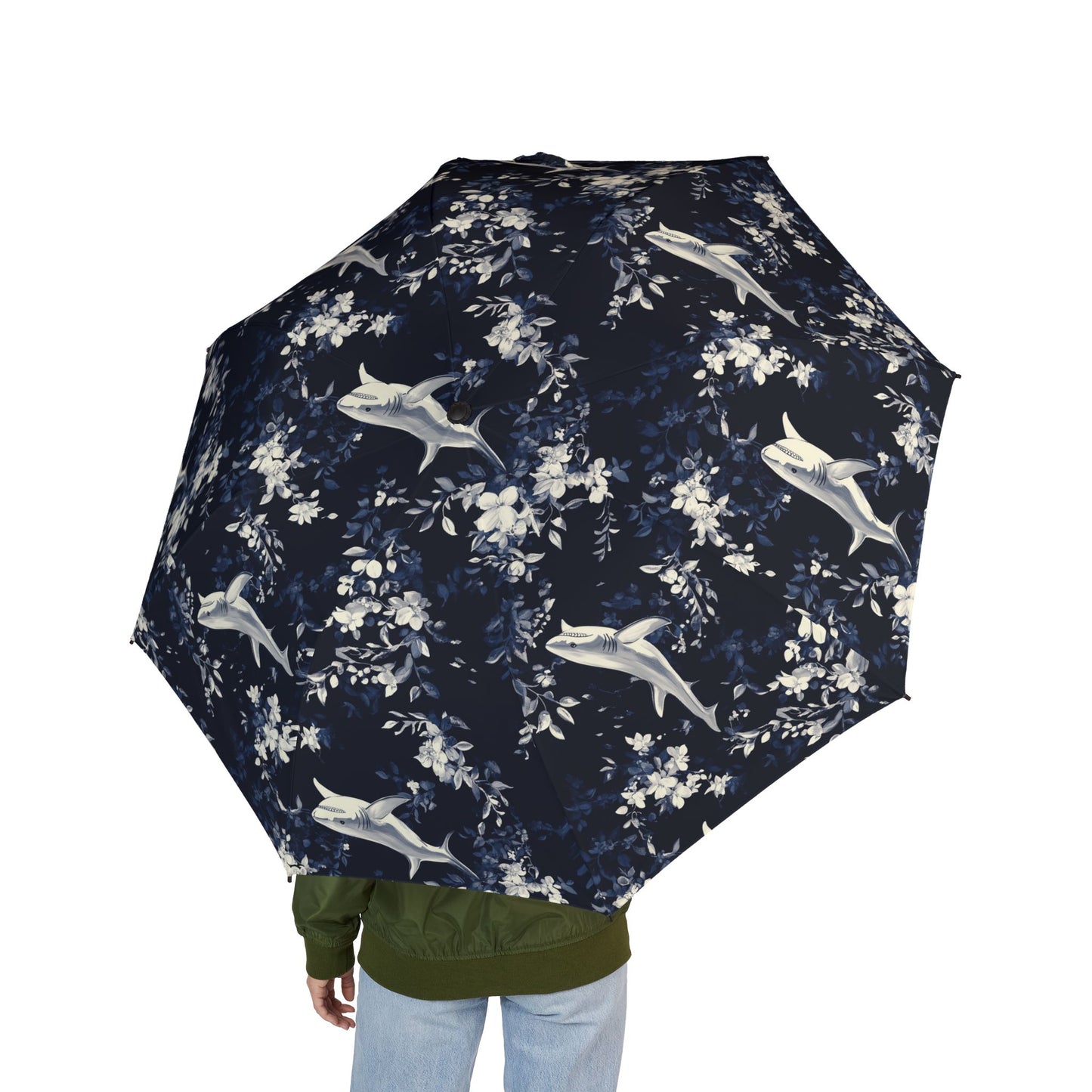 Floral Semi-Automatic Foldable Umbrella, Weather Essentials, Compact Travel Umbrella, Rainy Day Accessory, Stylish Gift
