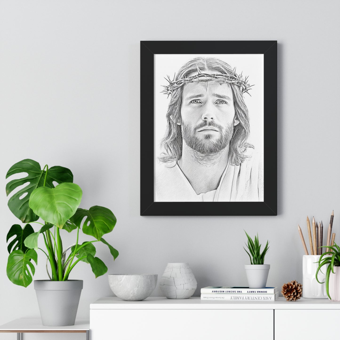 Framed Jesus Poster, Christian Art, Religious Decor, Inspirational Wall Art, Home Decoration, Gift for Faith