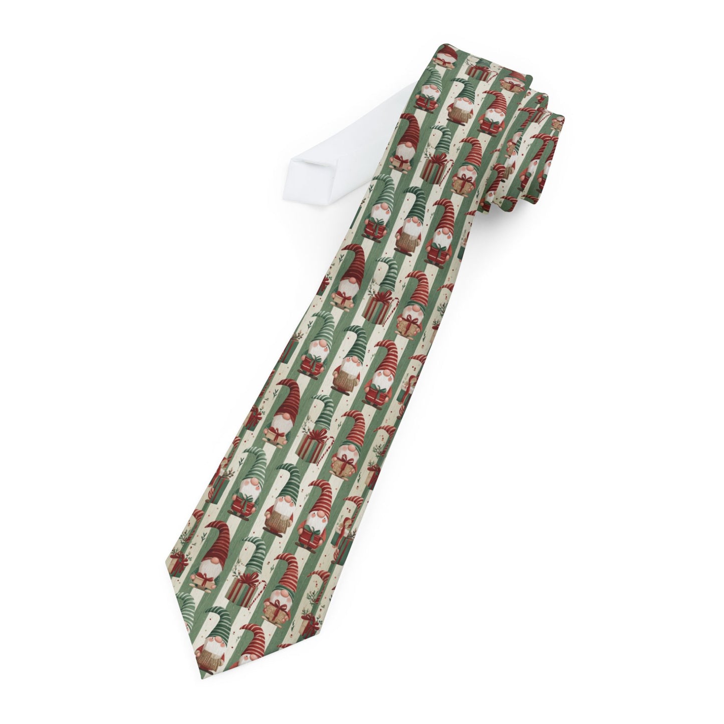 Festive Santa Gnome Necktie for Holiday Celebrations, Fun Office Attire, Santa Themed Accessory, Holiday Party Tie