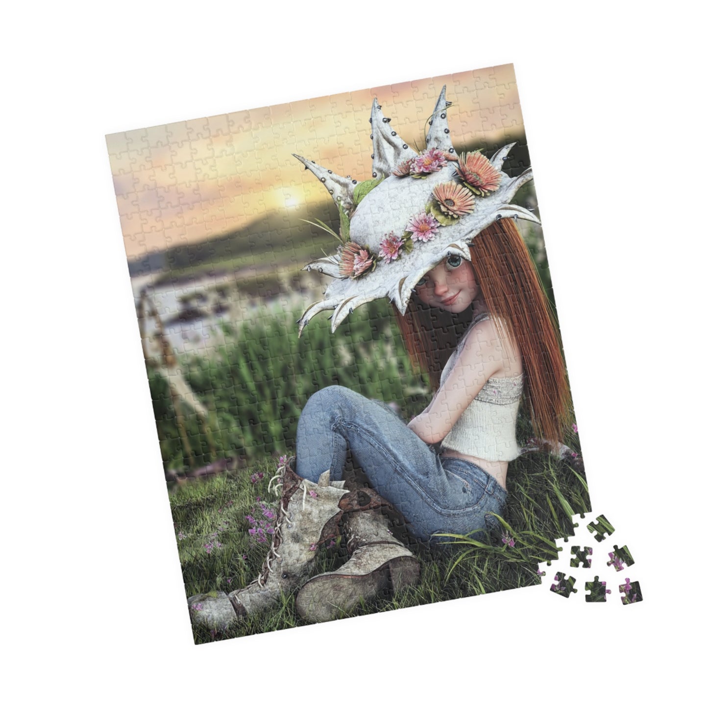 Quaint Homestead Scene Farmers Daughter Puzzle | Enchanting Artwork, Relaxing Family Fun, Unique Gift Idea
