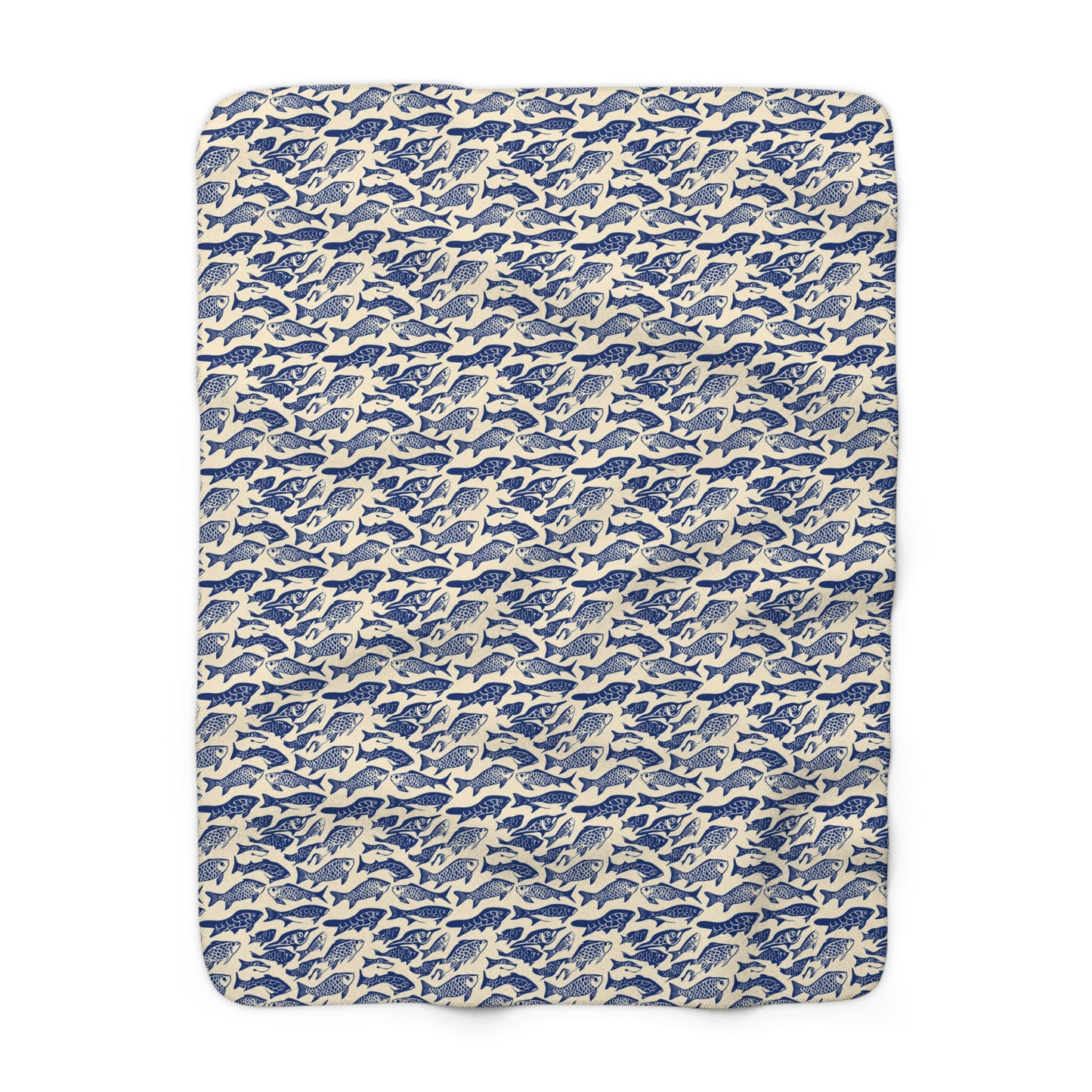 Nautical Sherpa Fleece Blanket, Cozy Sea Life Throw, Perfect for Beach Lovers