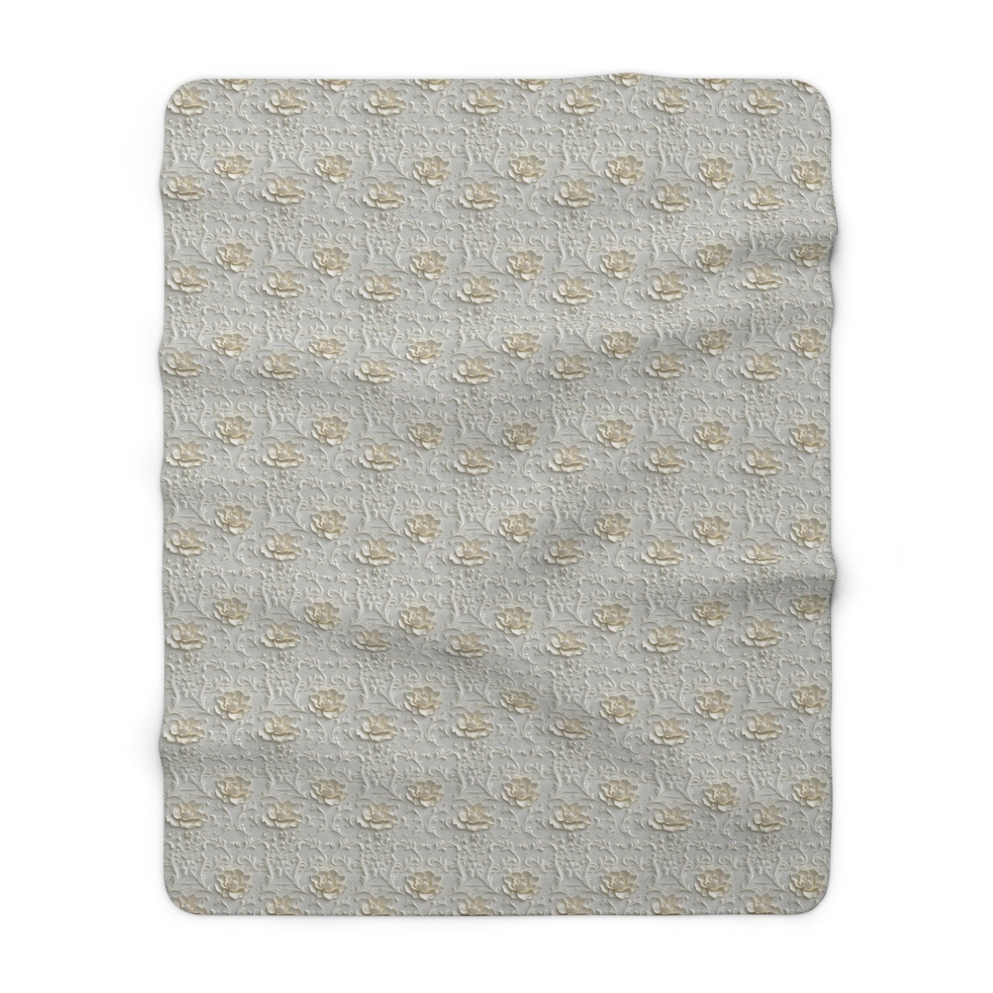 Sherpa Fleece Blanket - Wedding Pattern Silky White Yellow Hints