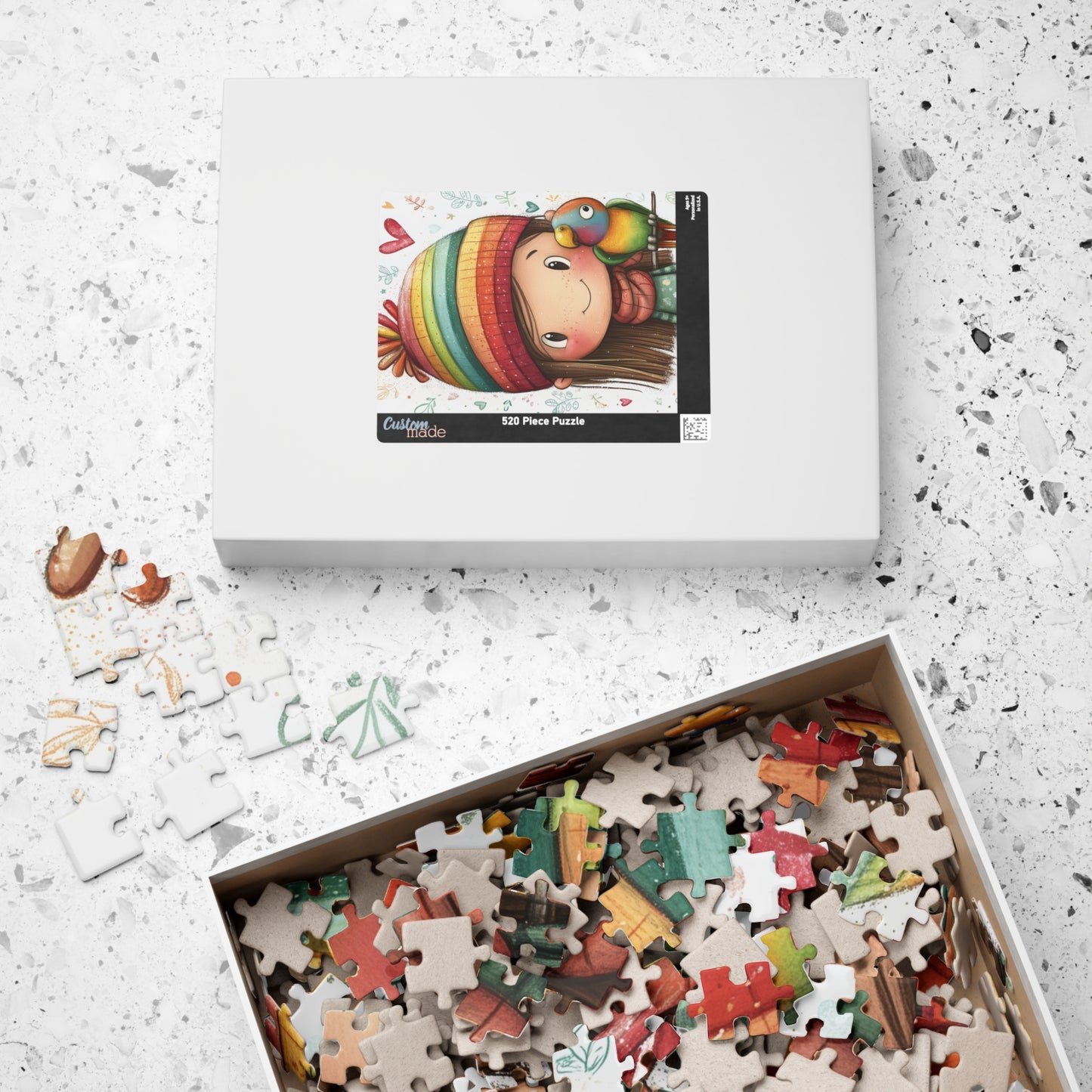 Colorful Girl and Parrot Puzzle - Fun Family Activity, Rainbow-Themed Kids Puzzle, Perfect Gift for Kids