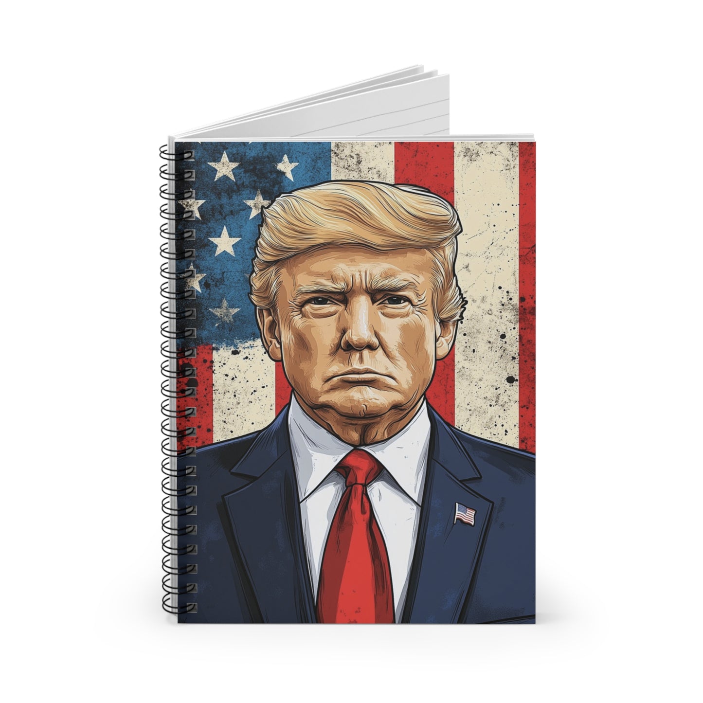 Patriotic Spiral Notebook - Ruled Line - Trump Design, Journal for Students, Gift for Conservatives, Checklists, Scrapbook