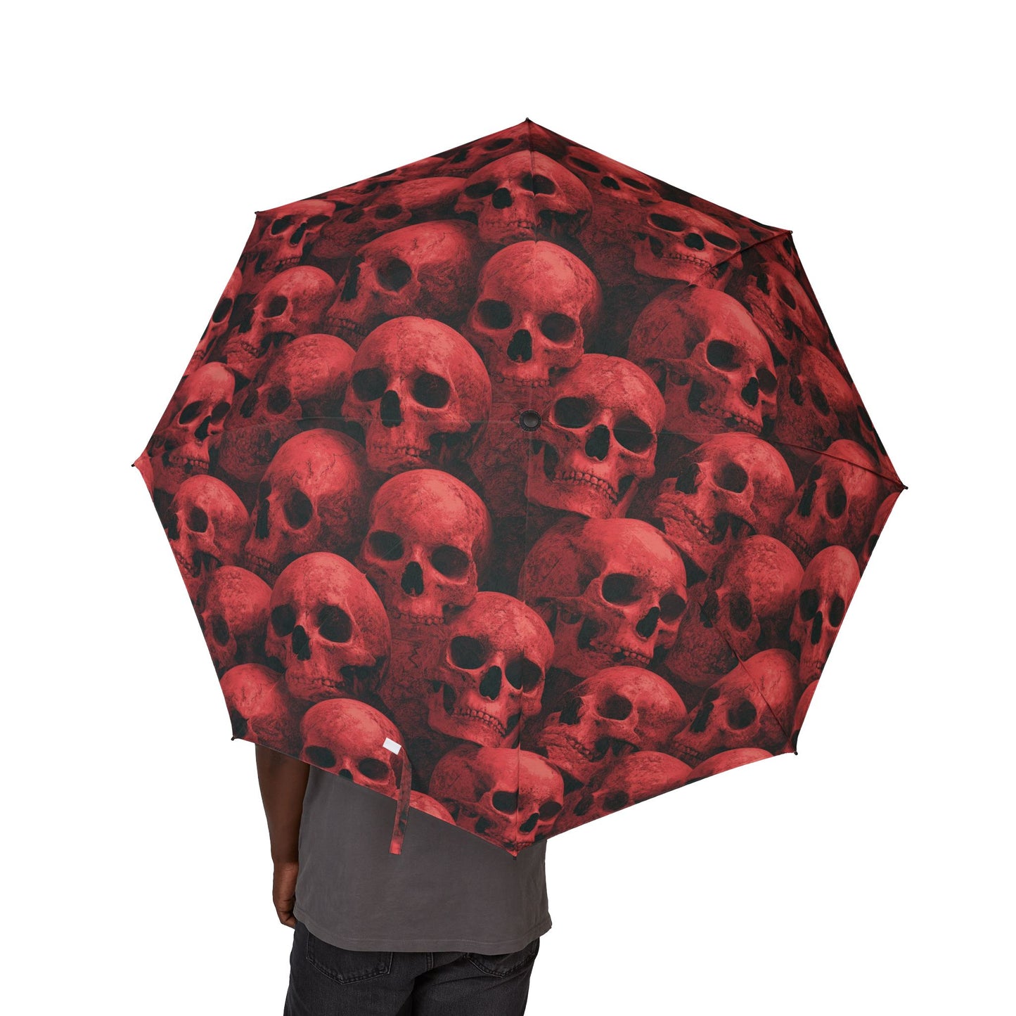 Gothic Skull Pattern Umbrella, Stylish Rain Gear, Unique Gift for Halloween, Artistic Foldable Umbrella, Perfect for Gothic Decor