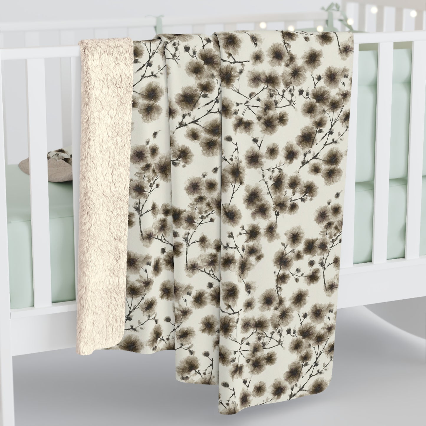 Cozy Floral Sherpa Fleece Blanket - Warm Throw for Home, Gift for Housewarming, Romantic Decor, Winter Comfort, Cozy Nights