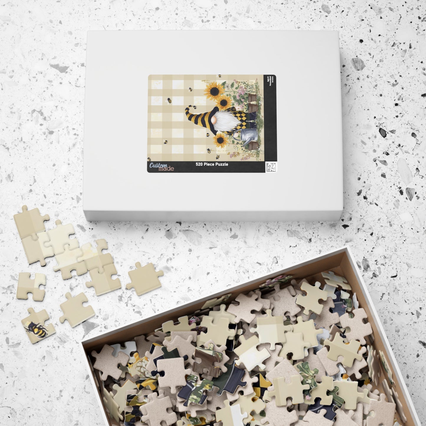 Sunflower Gnome Puzzle - Relaxing Family Fun, Home Decoration, Gift for Garden Lovers, 110-1014 Piece Options