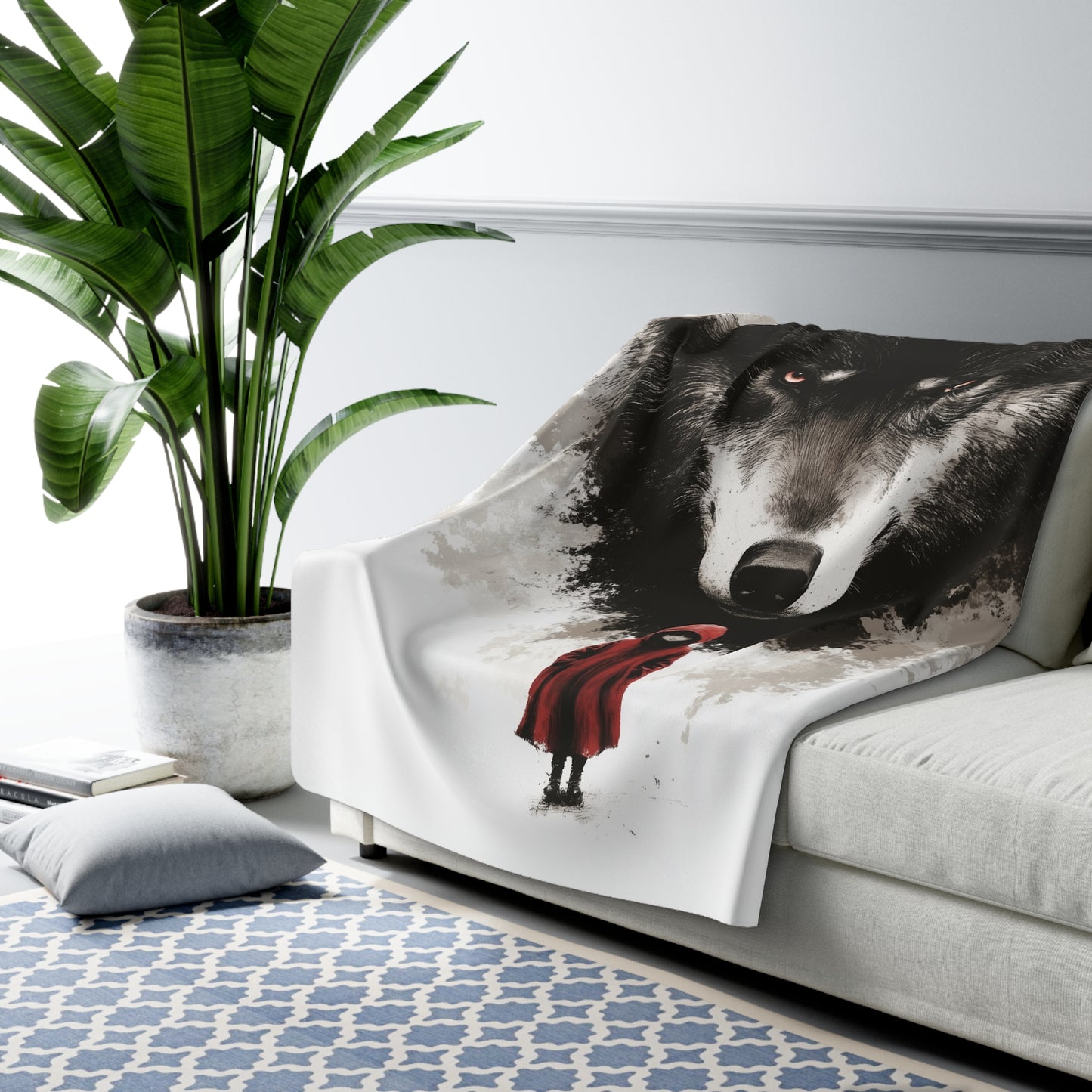Little Red Riding Hood Wolf Sherpa Fleece Blanket | Perfect for Storybook, Gift for Her, Home Decor, Camping Essentials