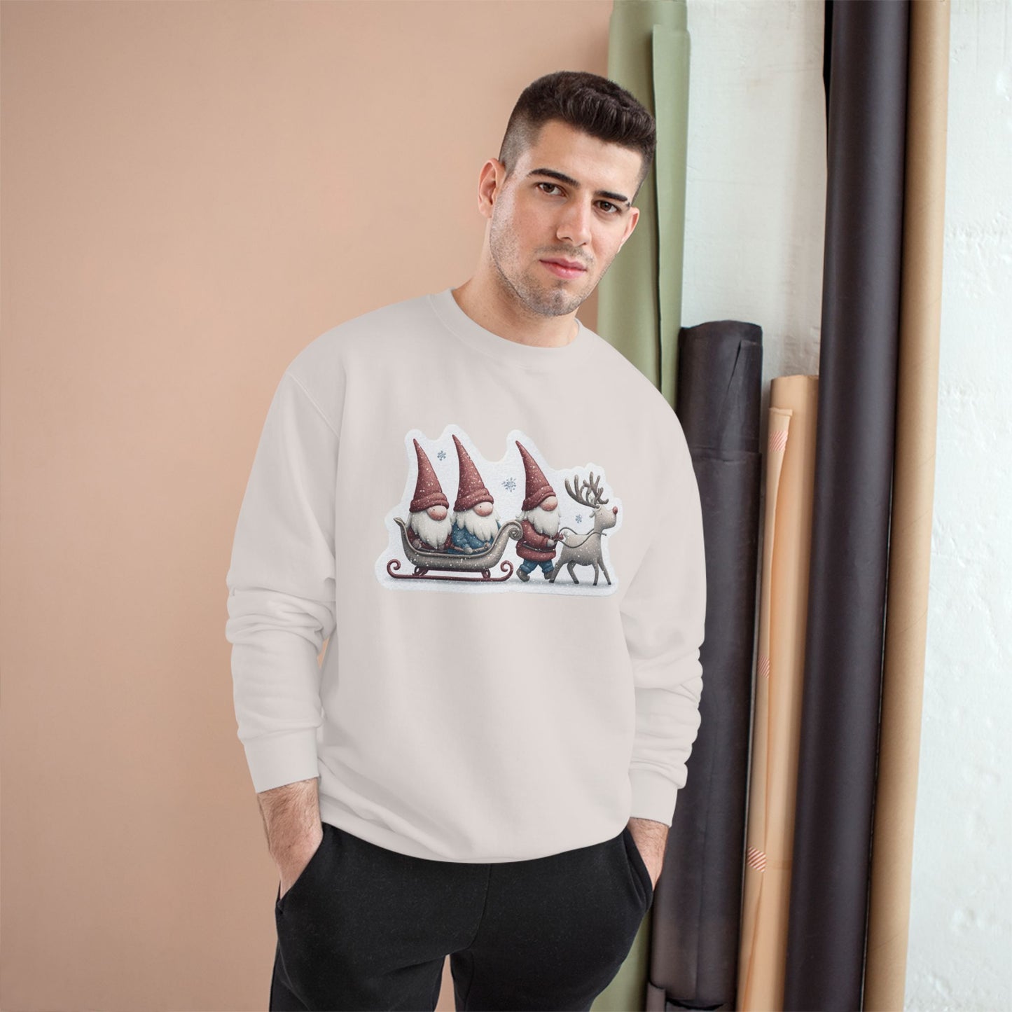 Holiday Gnome Sweatshirt, Cozy Christmas Apparel, Gift for Her, Winter Fashion, Cute Gnome Design