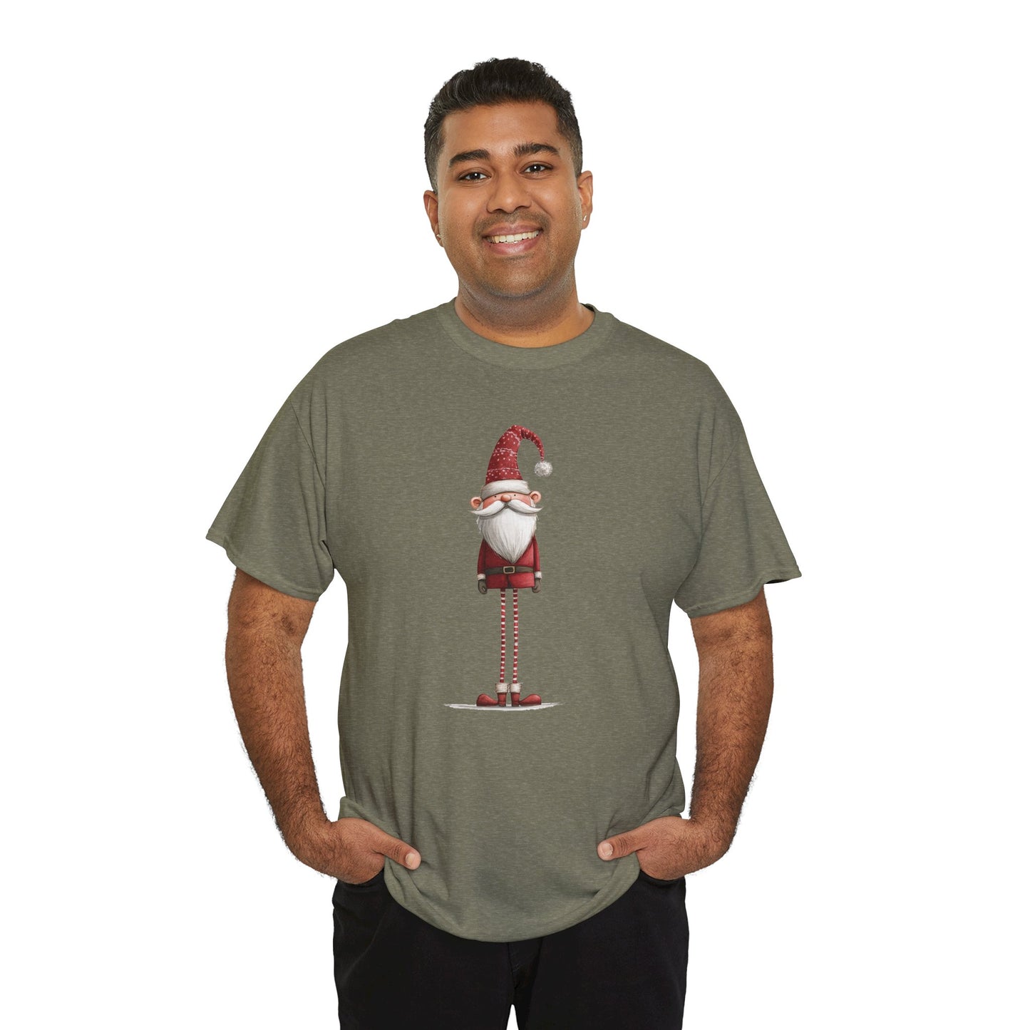 Skinny Legs Santa Character Unisex Heavy Cotton Tee, Christmas Shirt, Festive Apparel, Cute Santa Tee