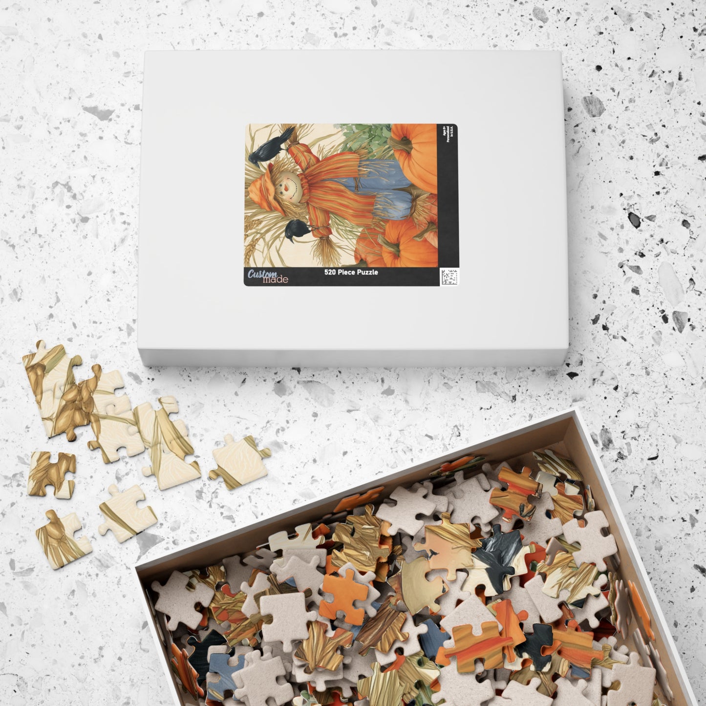 Friendly Fall Harvest Scarecrow Puzzle - 110 252 520 1014-piece Seasonal Jigsaw for Family Fun, Autumn Activity