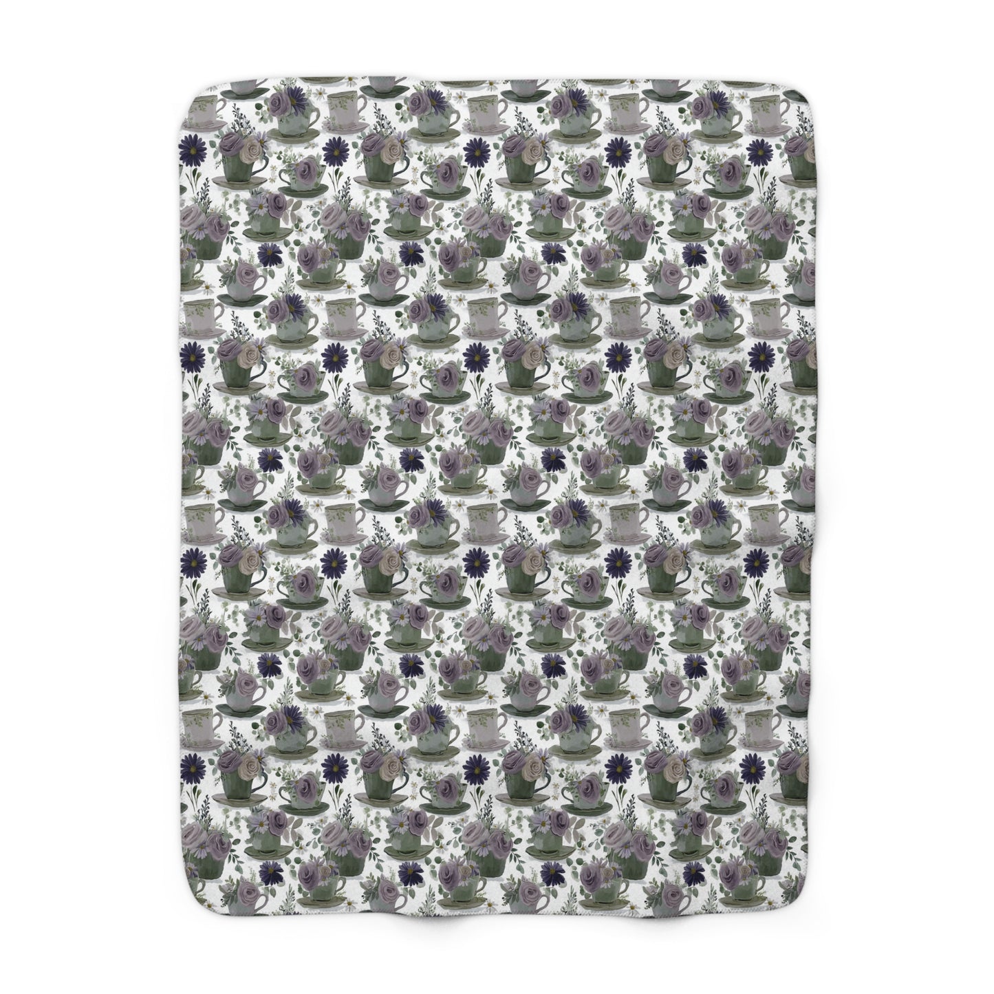 Floral Sherpa Fleece Blanket, Cozy Throw for Home Decor, Gift for Her, Boho Style
