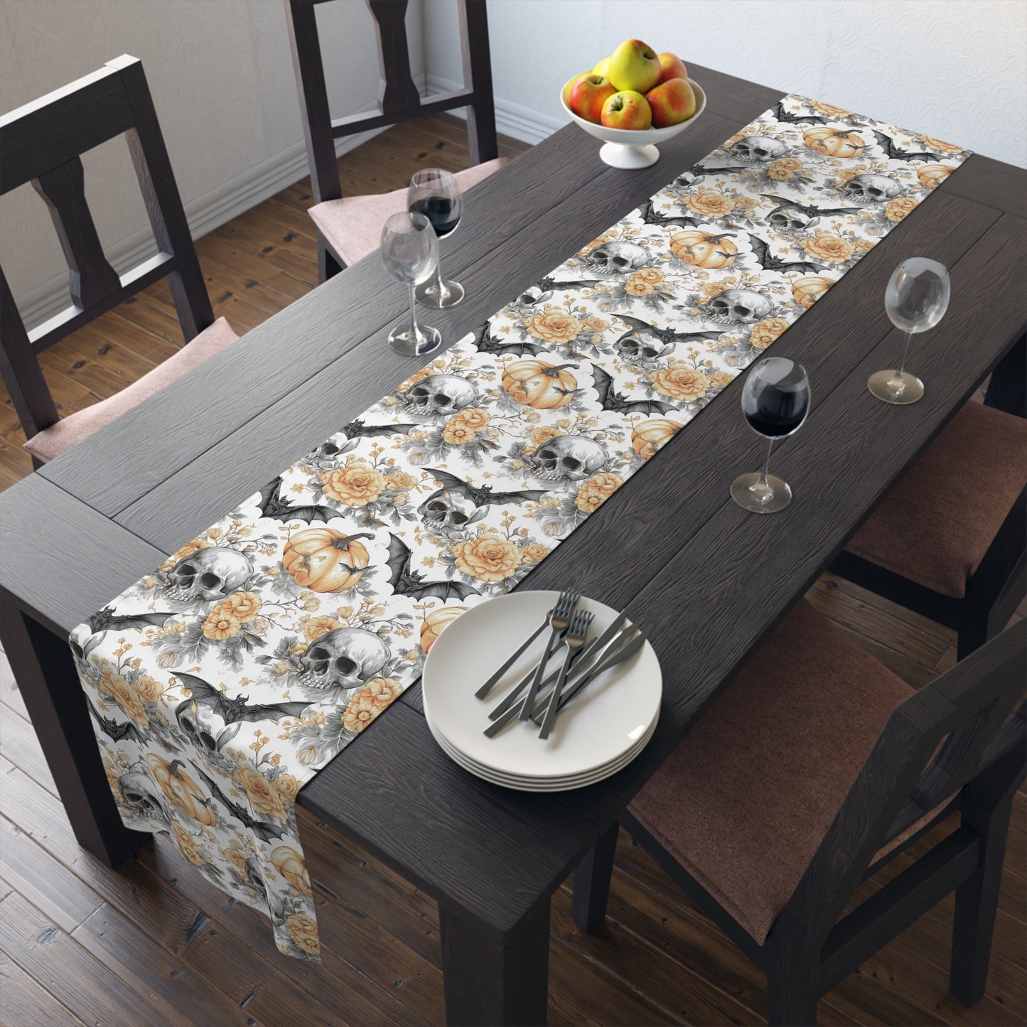 Spooky Elegance Table Runner - Halloween Decor, Fall Table Centerpiece, Cotton Tablecloth, Party Decoration, Autumn Theme