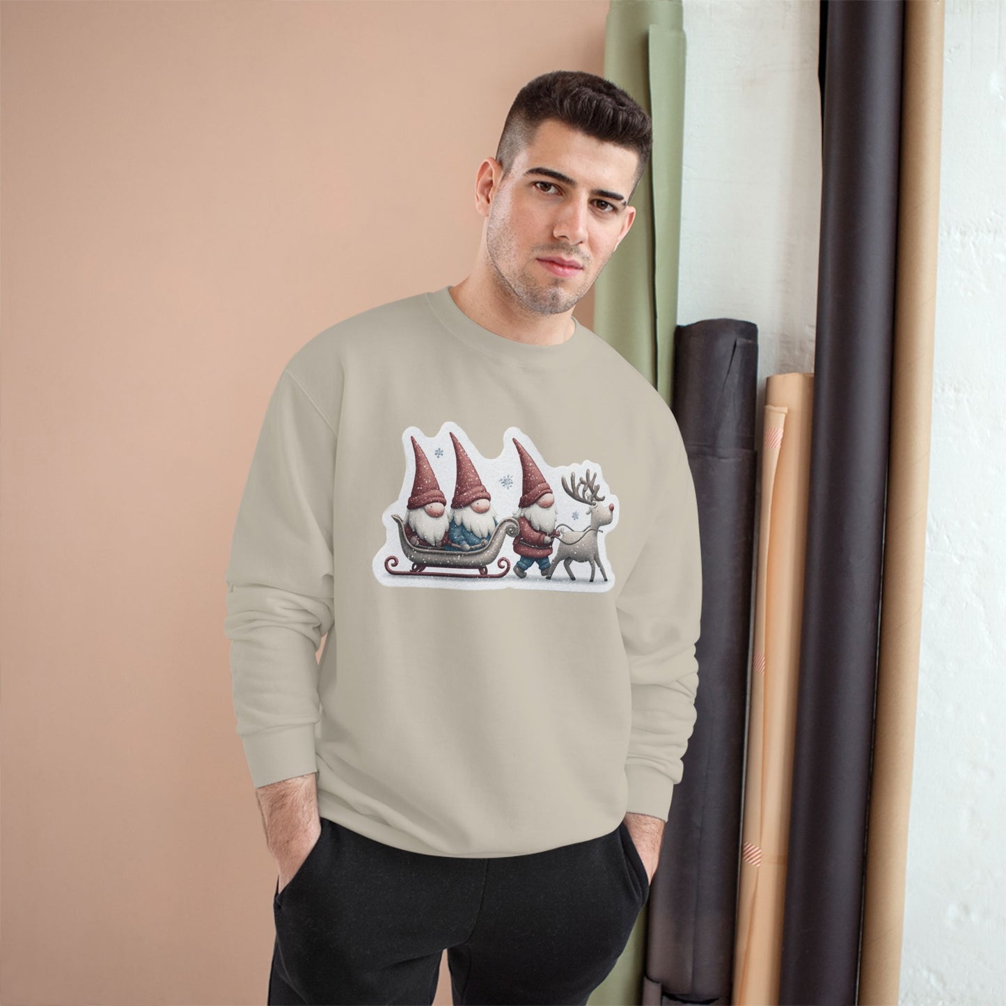 Holiday Gnome Sweatshirt, Cozy Christmas Apparel, Gift for Her, Winter Fashion, Cute Gnome Design