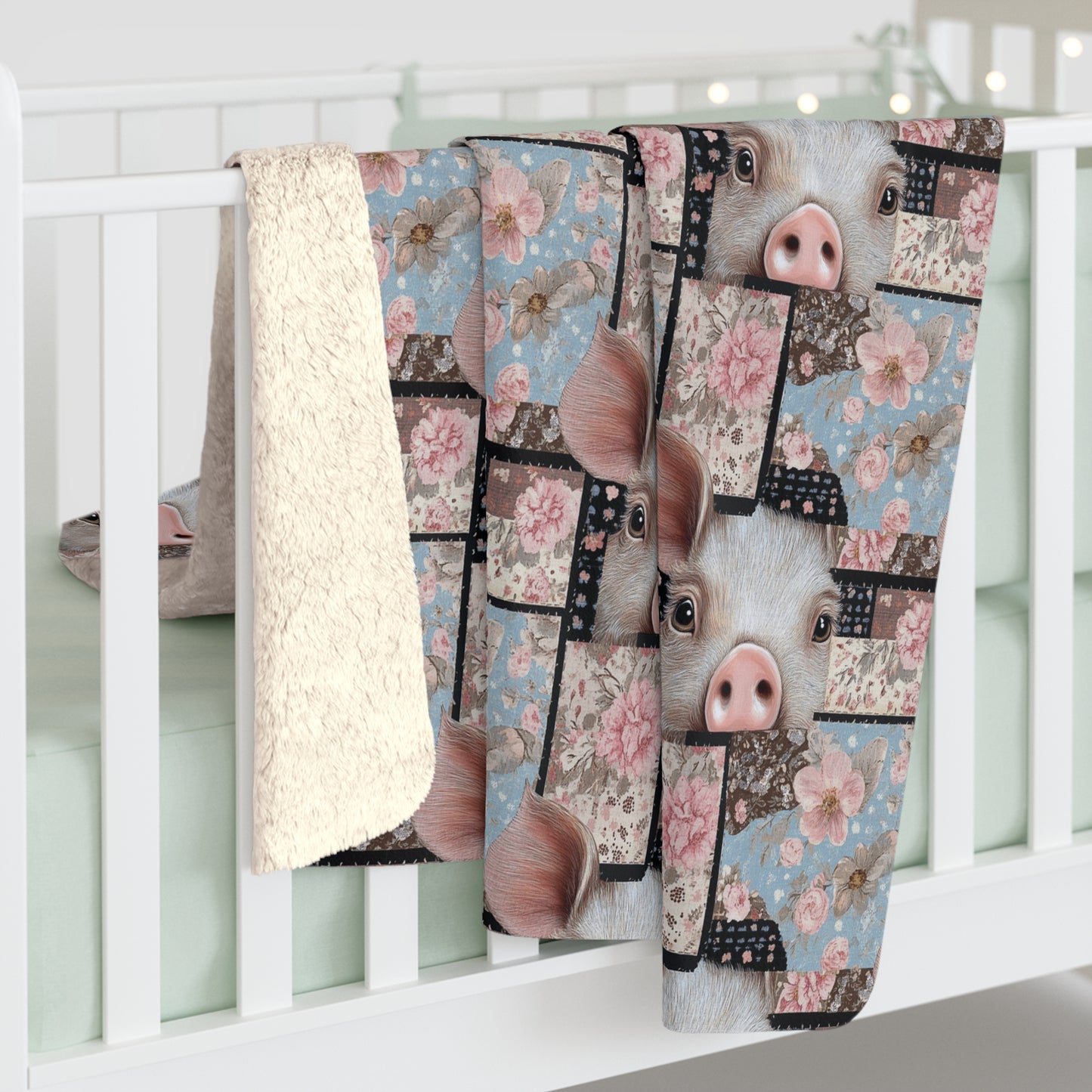 Cozy Farmhouse Sherpa Fleece Blanket, Pig Decor, Rustic Home Accents, Cozy Gift, Couch Throw Blanket, Farmhouse Decor, Animal Lover Gift