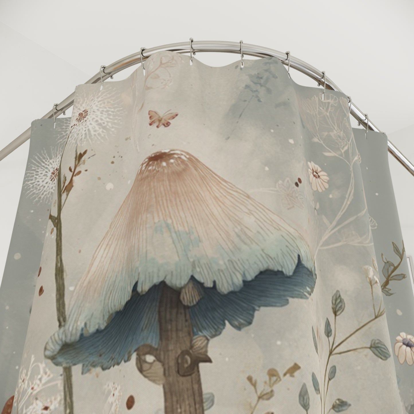 Whimsical Mushroom Shower Curtain - Nature-Inspired Bathroom Decor, Boho Chic, Bathroom Accessory, Gift for Nature Lovers, Floral Design