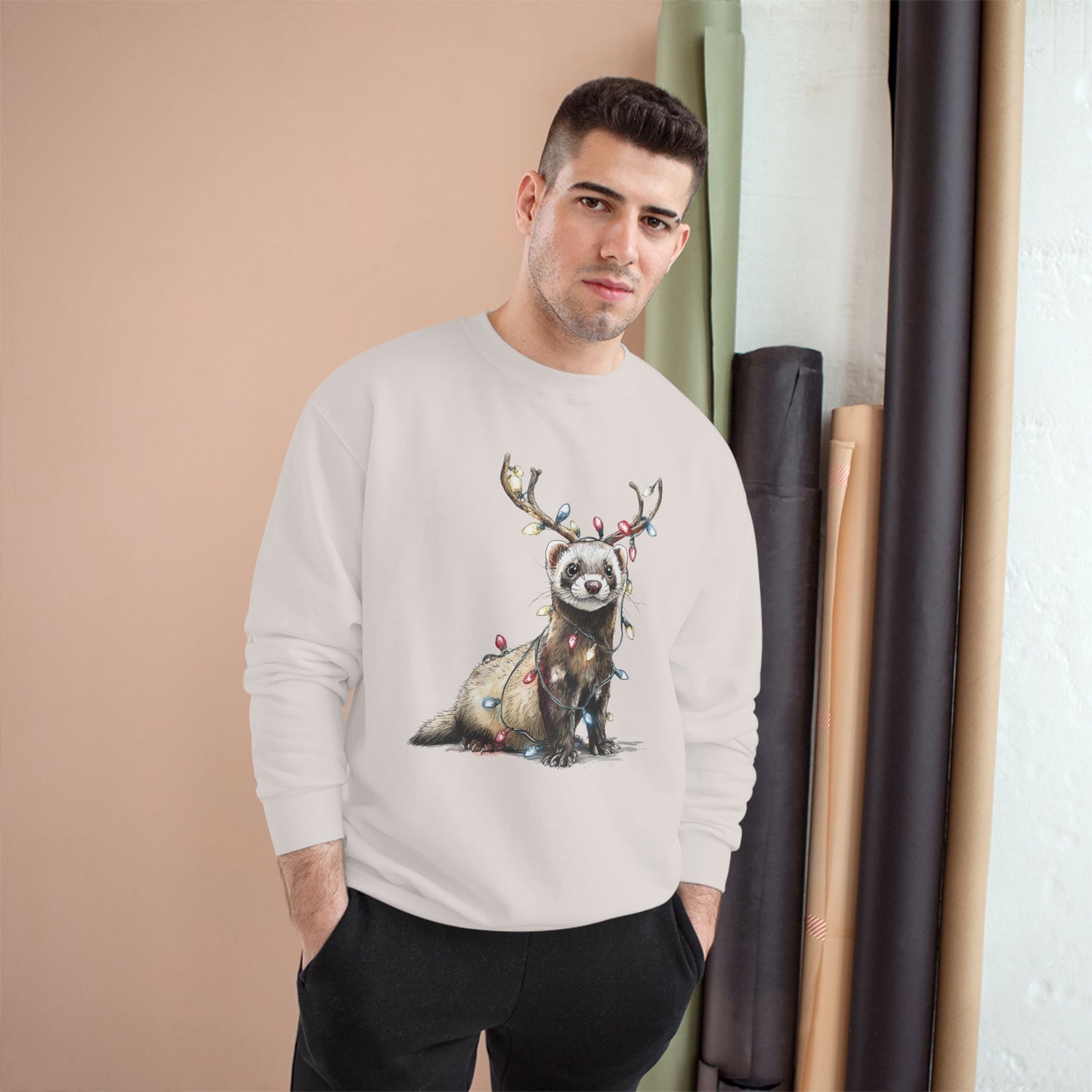 Otter Wants to be a Reindeer Champion Sweatshirt, Cozy Holiday Apparel, Christmas Gift, Cute Winter Wear