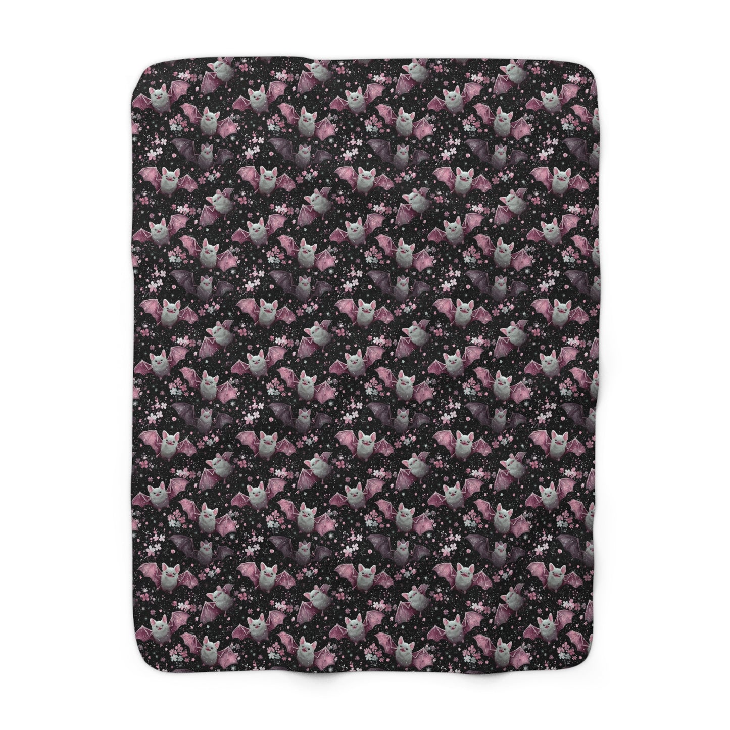 Sherpa Fleece Blanket - Pink Girl Grunge Halloween Bats