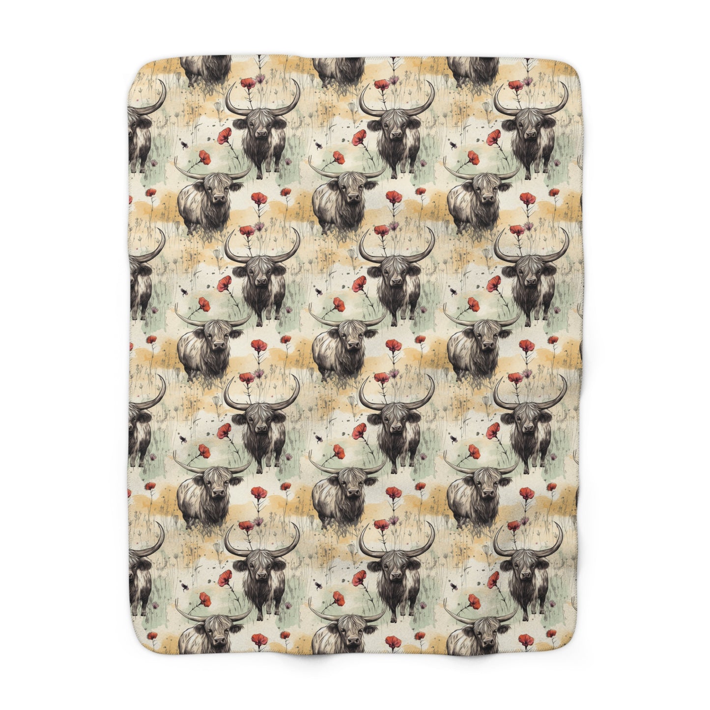Sherpa Fleece Blanket - Adorable Grunge Baby Highland Cow Design