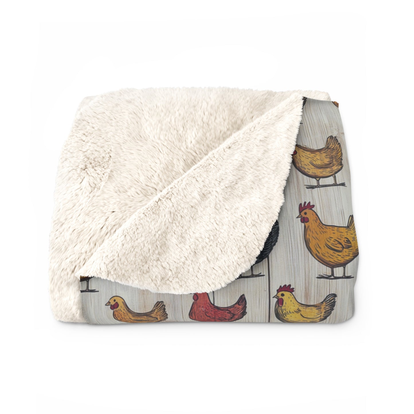 Cozy Chicken-Farm Sherpa Fleece Blanket | Farmhouse Decor, Gift for Cozy Nights, Chicken Lover's Gift, Indoor Comfort Throw
