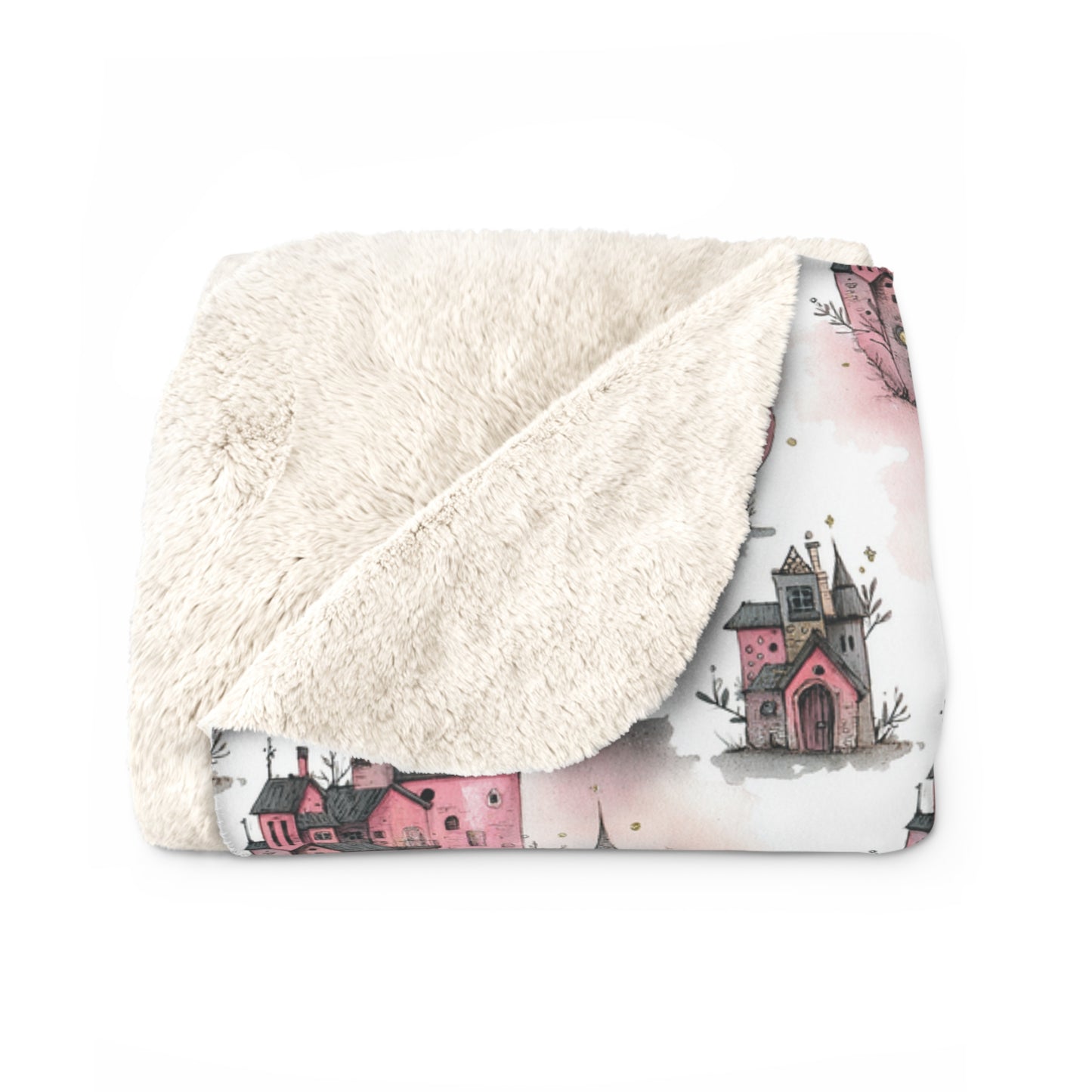 Cozy Castle Design Sherpa Fleece Blanket | Perfect Gift for Little Girl