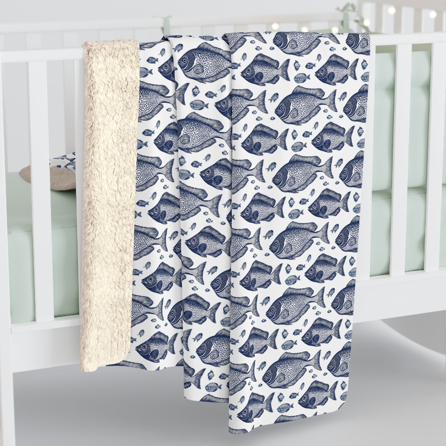 Cozy Fishes Themed Sherpa Fleece Blanket