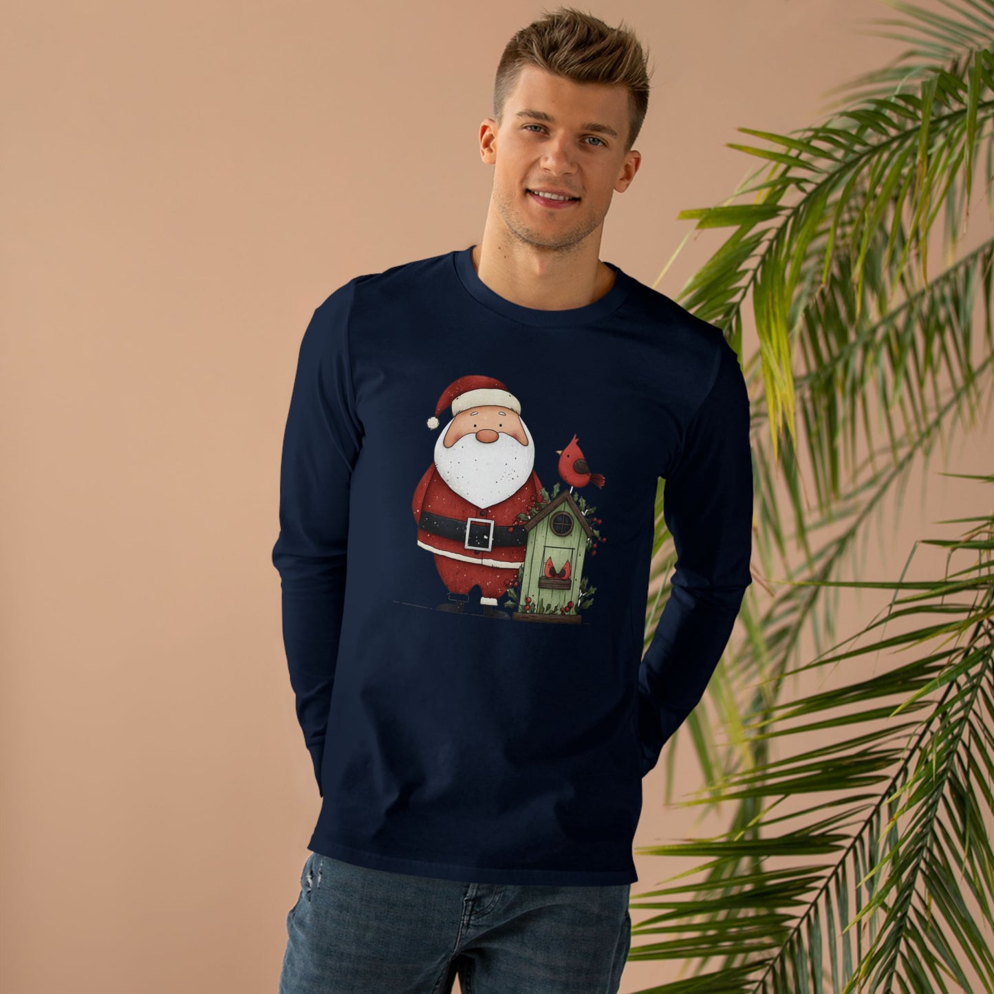 Santa Claus Longsleeve Tee - Perfect for Christmas, Holiday Gatherings, Winter Wear, Gift for Him, Festive Style