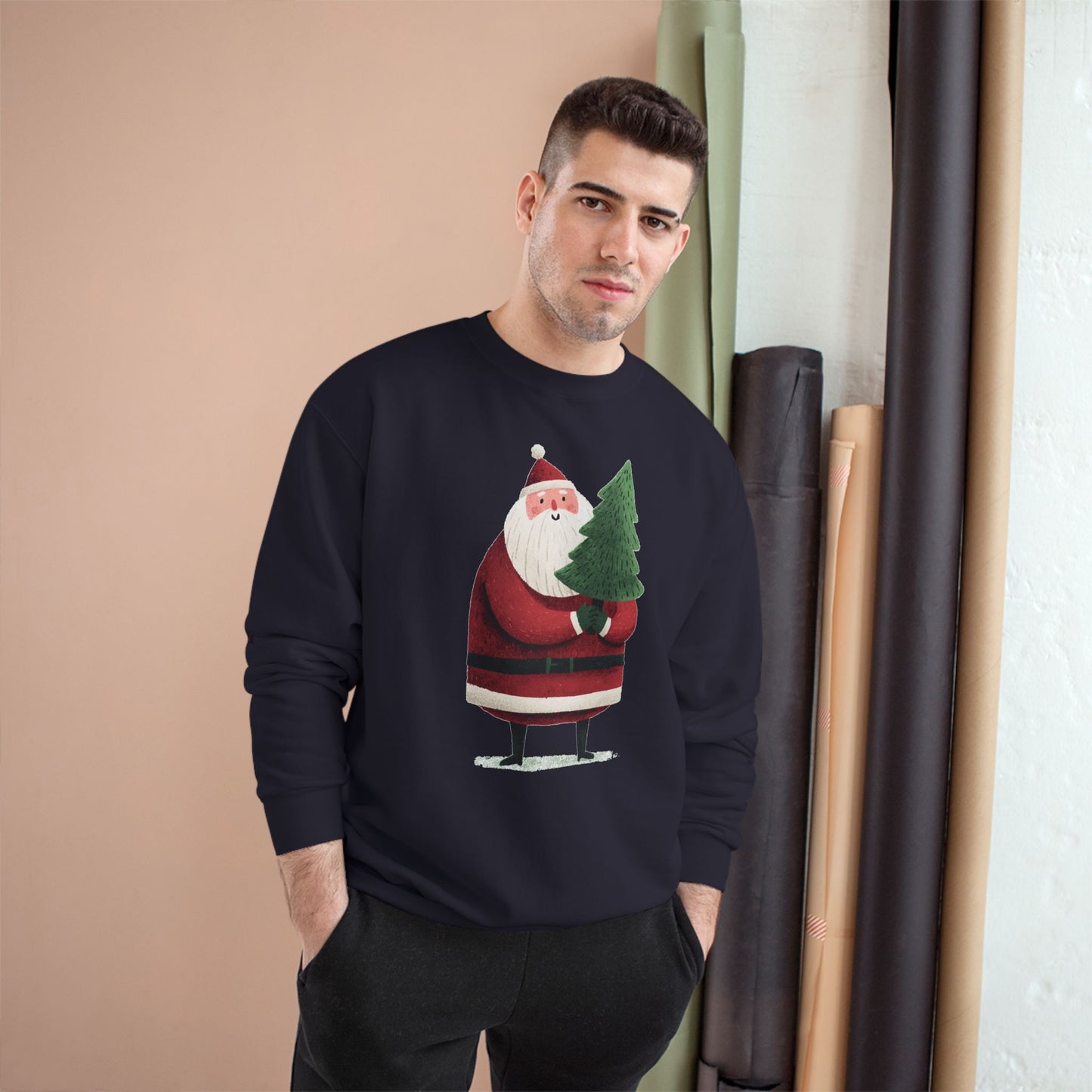 Santa’s Christmas Tree Sweatshirt, Cozy Holiday Wear, Sweatshirt for Winter, Cute Santa Design, Unisex Holiday Apparel