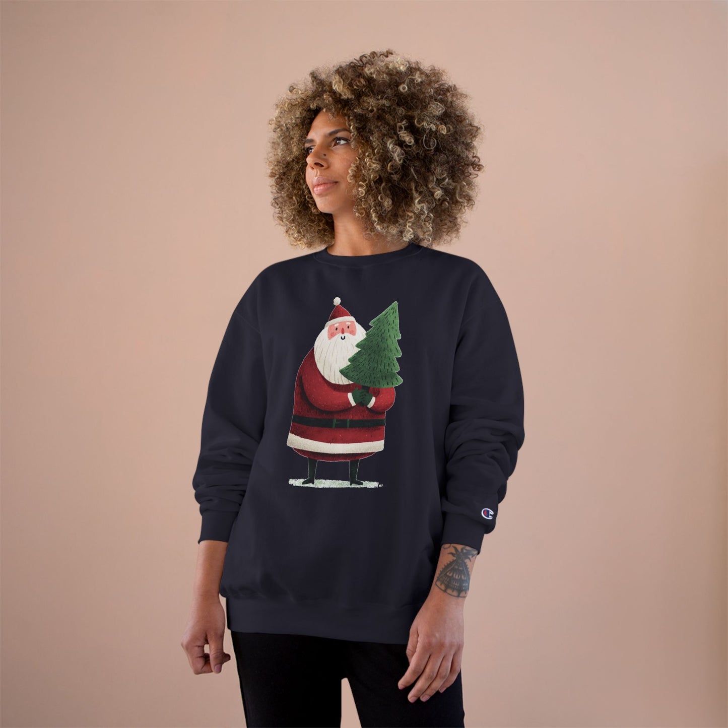Santa’s Christmas Tree Sweatshirt, Cozy Holiday Wear, Sweatshirt for Winter, Cute Santa Design, Unisex Holiday Apparel