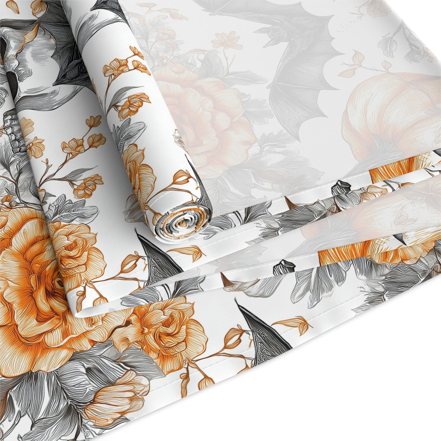Halloween Themed Table Runner, Spooky Decor for Fall, Gothic Home Accents, Pumpkin and Skull Design, Perfect for Parties