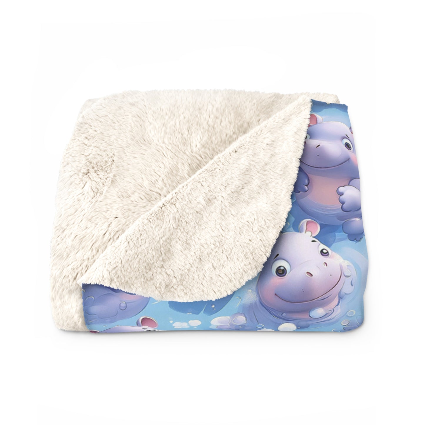 Cozy Hippo Sherpa Fleece Blanket, Soft Throw for Kids, Perfect Gift for Baby Showers