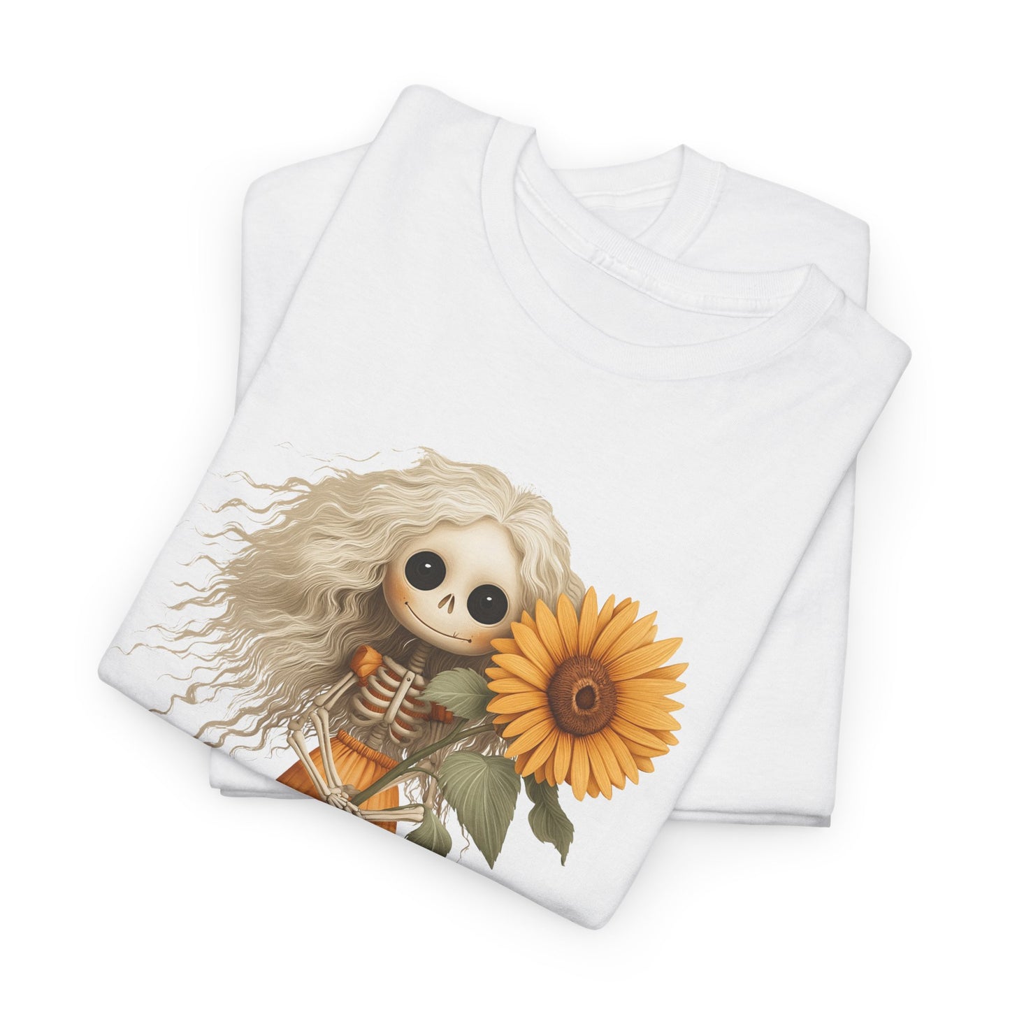 Sunflower Gothic Girl Unisex Cotton Tee, Boho T-Shirt, Gift for Autumn, Casual Wear, Harvest Festival Top, Halloween Shirt