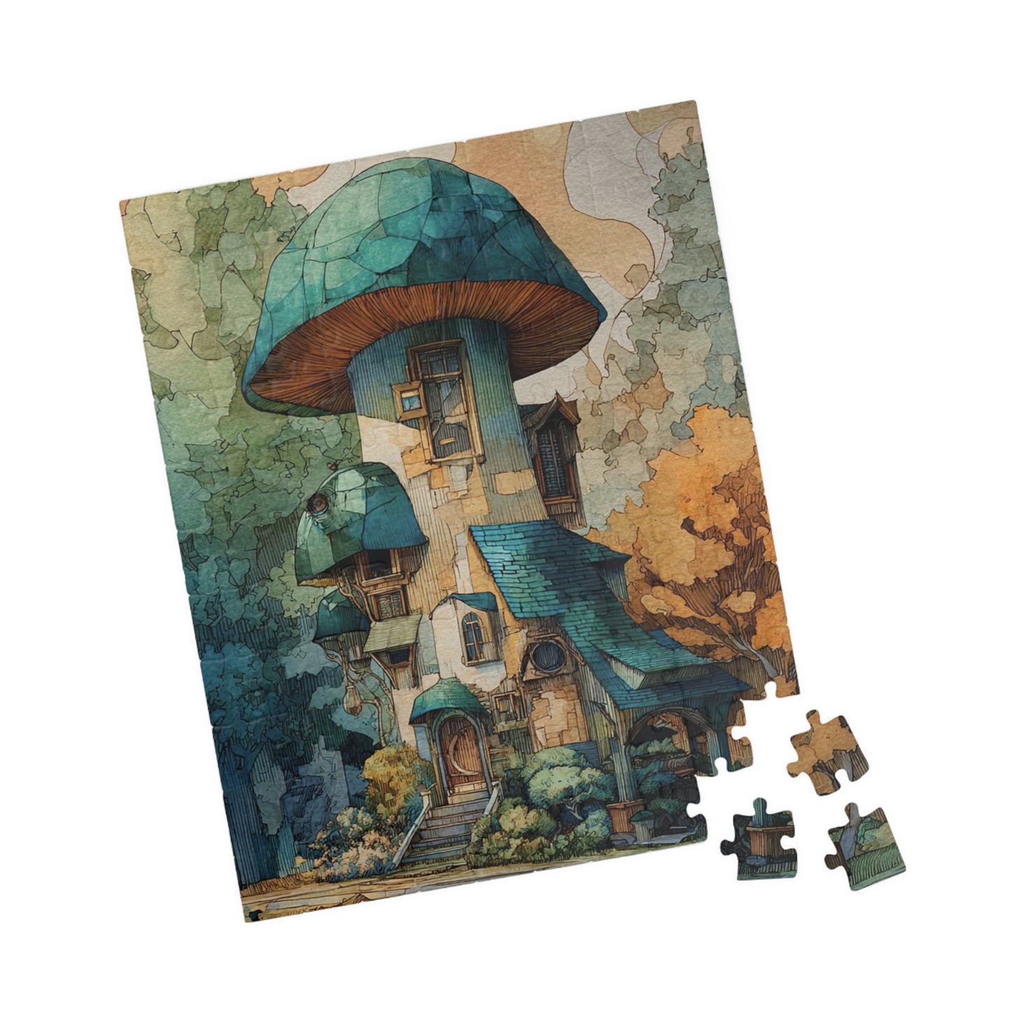 Enchanting Mushroom House Puzzle - Family Fun