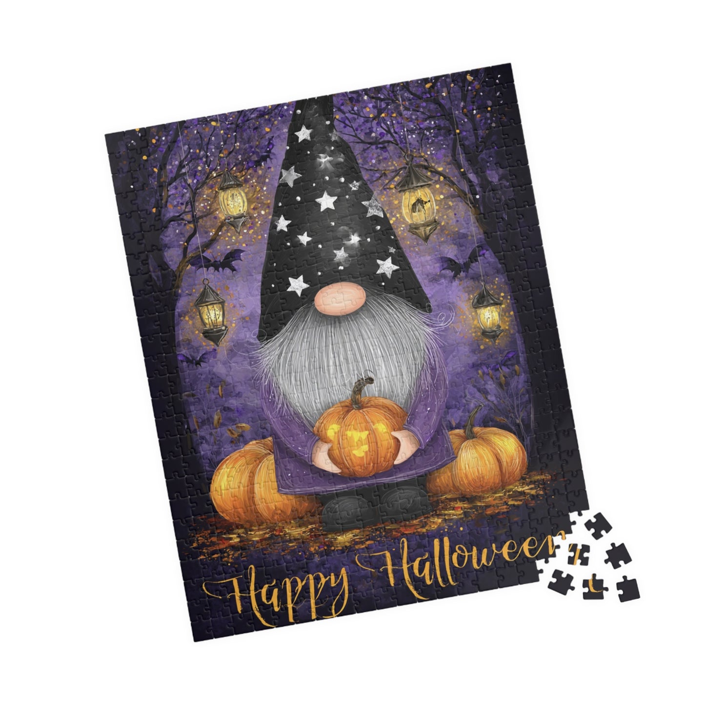 Halloween Puzzle with Gnome Design, Cozy Family Activity, 110-1014 Piece Jigsaw, Perfect for Autumn Celebrations, Fun Gift Idea