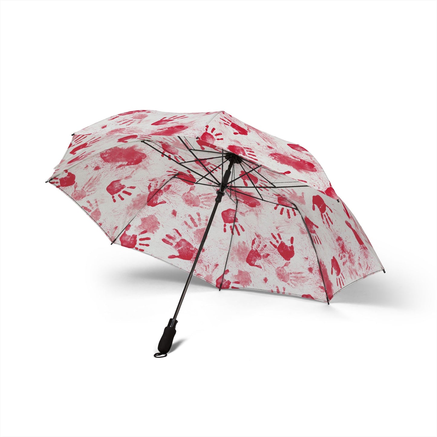 Artistic Red Handprint Umbrella, Rainy Day Essential