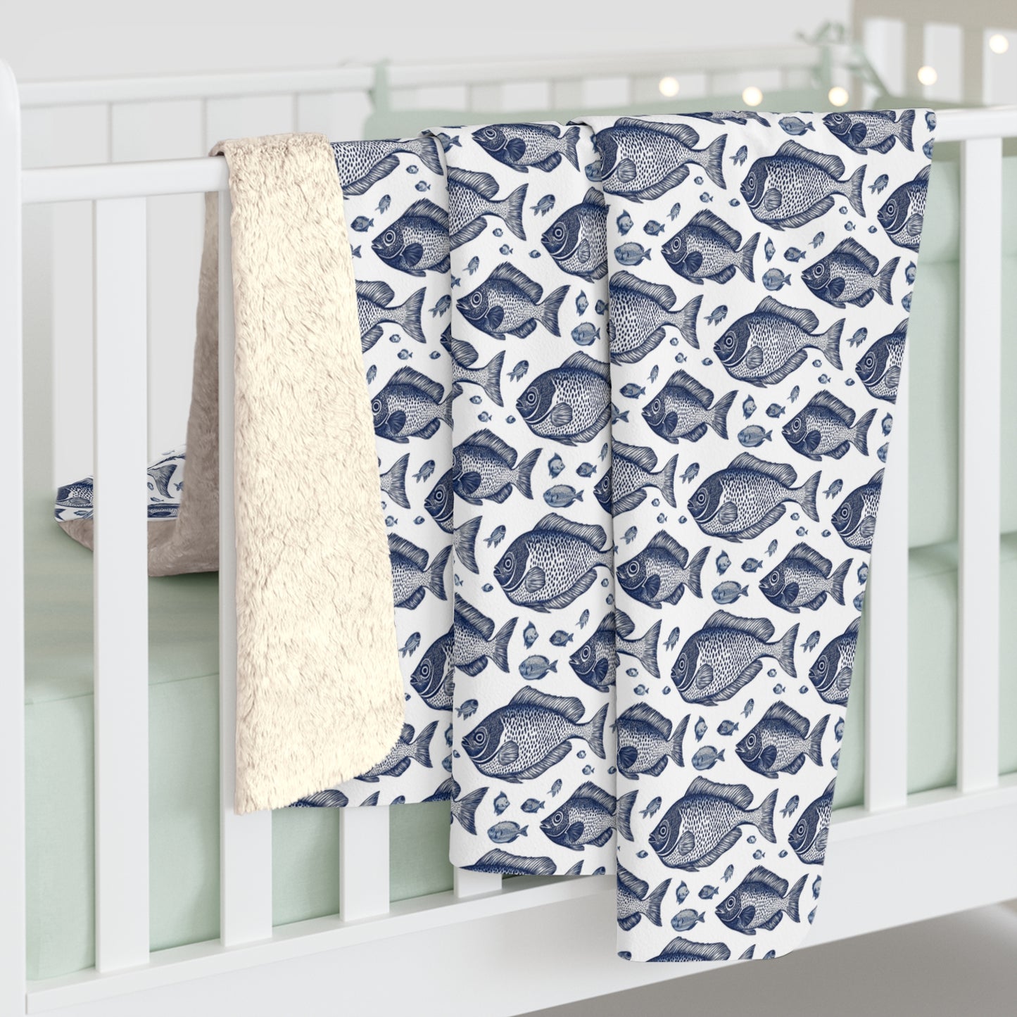 Cozy Fishes Themed Sherpa Fleece Blanket