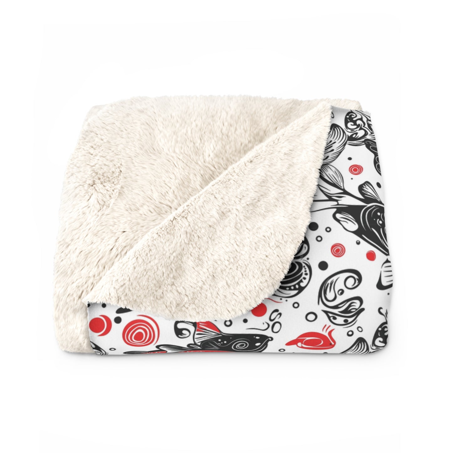 Cozy Sherpa Fleece Blanket with Whimsical Fish Design, Perfect Gift for Home Decor, Holidays, or Picnics, Soft Plush Throw