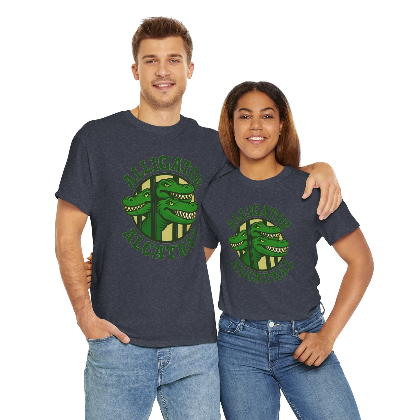 Alligator Alcatraz Unisex Heavy Cotton Tee, Fun Graphic Tee, Casual Wear, Gift for Animal Lovers, Summer Fashion, Unique T-Shirt