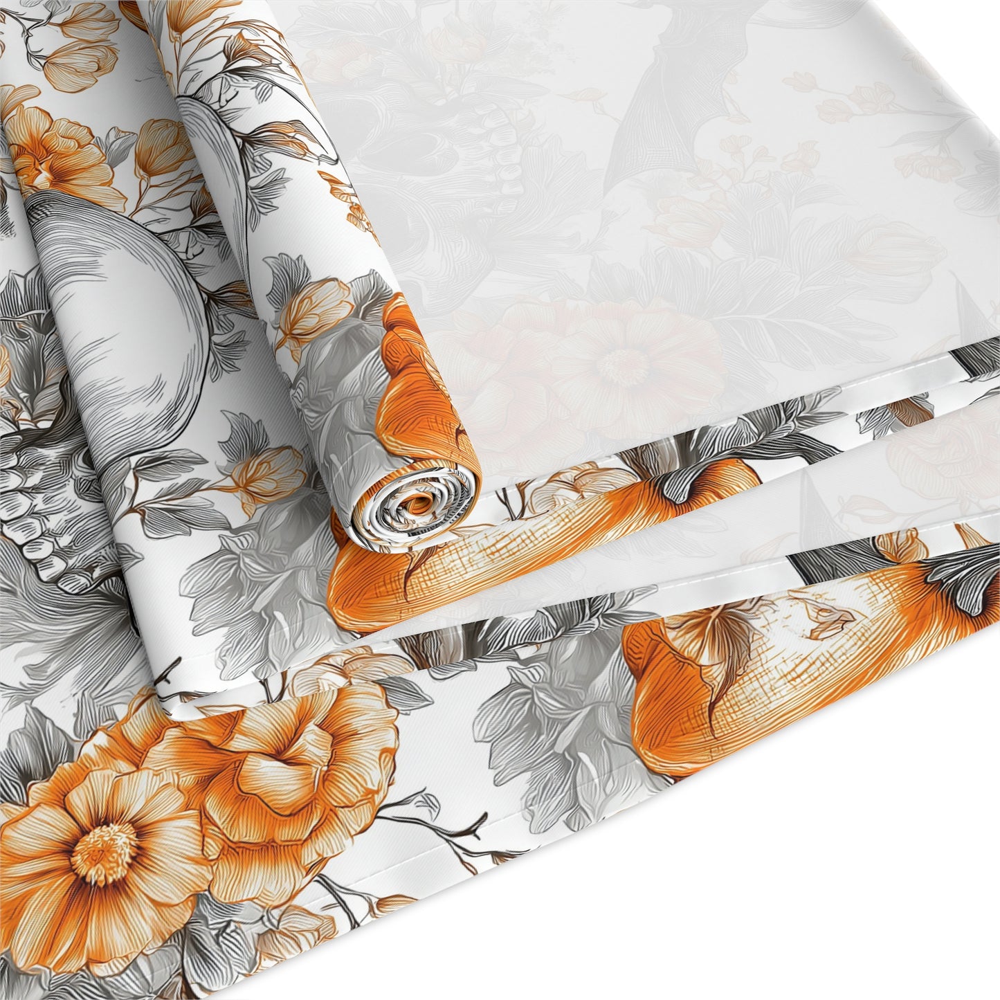 Halloween Themed Table Runner, Spooky Decor for Fall, Gothic Home Accents, Pumpkin and Skull Design, Perfect for Parties
