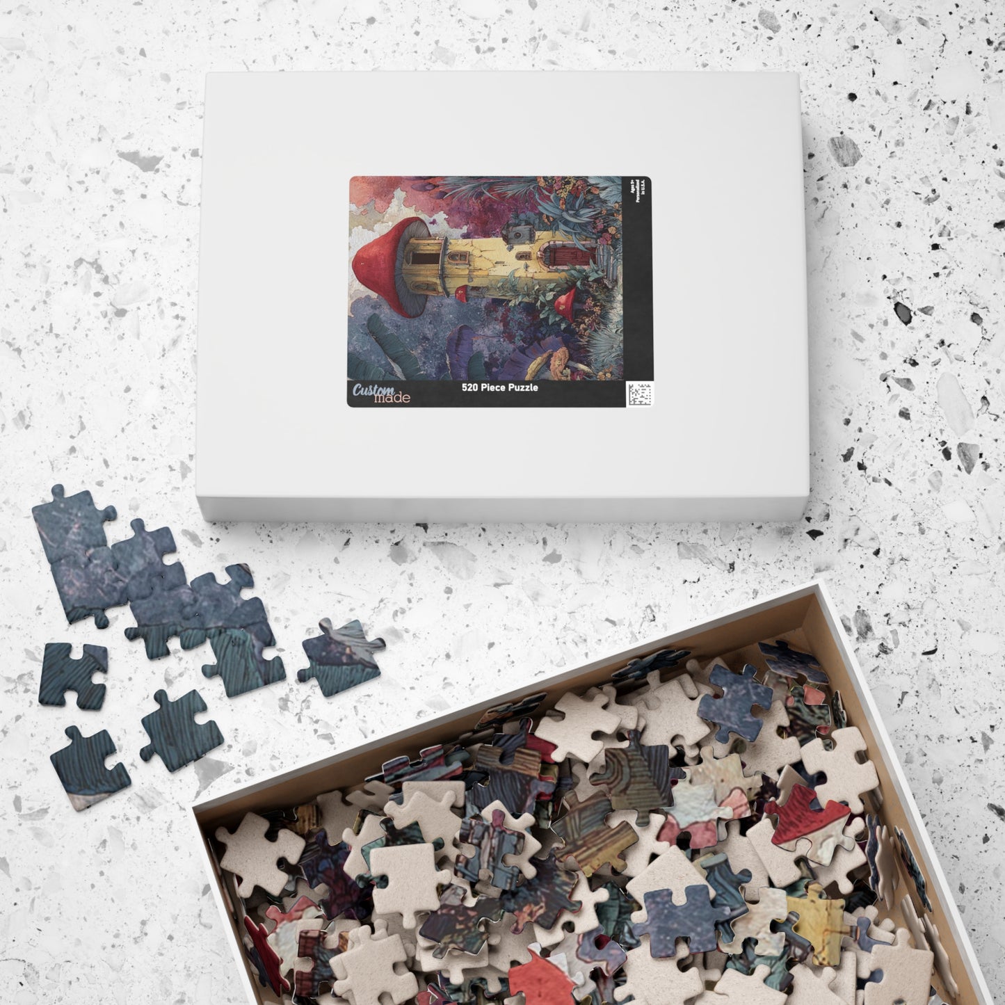 Whimsical Mushroom House Puzzle - 110, 252, 520, 1014-Piece Jigsaw Fun for Kids & Adults, Cozy Game Night Decor, Gift for Nature Lovers