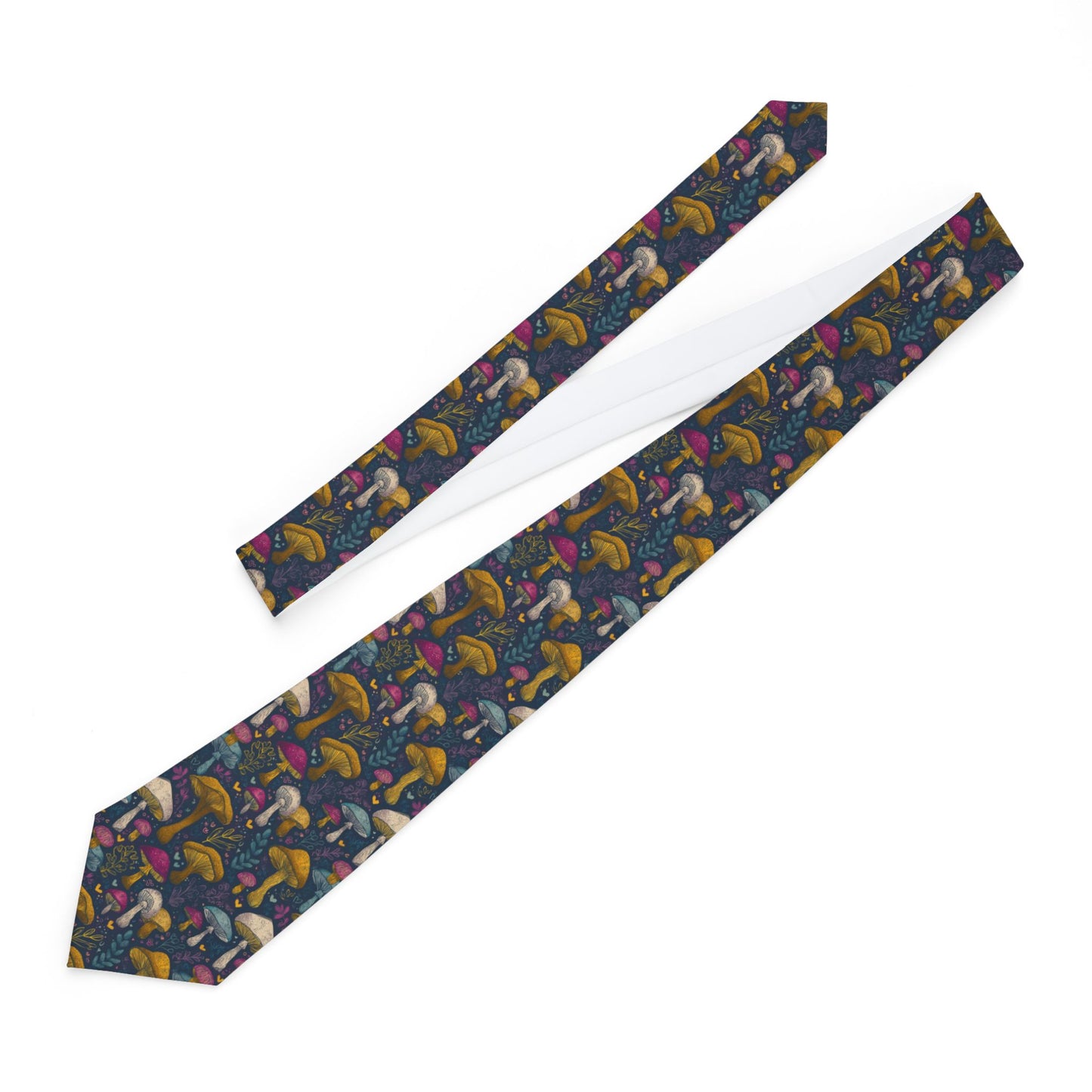 Mushroom Print Necktie - Unique Gift for Nature Lovers, Stylish Accessory for Men, Wedding, Business, and Special Occasions