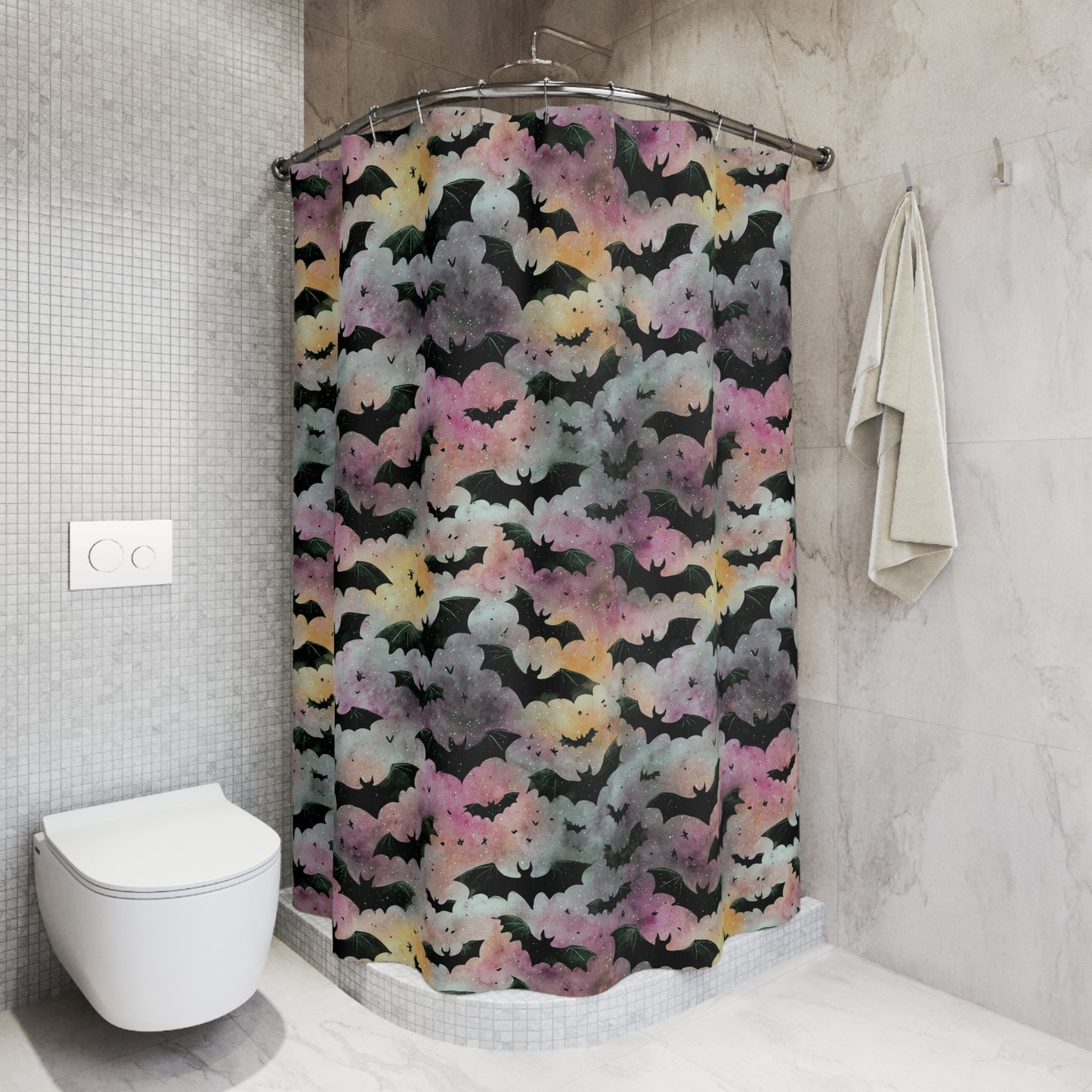 Halloween Bat Shower Curtain, Spooky Bathroom Decor, Gothic Home Accessory, Haunted House Gift, Seasonal Bathroom Upgrade