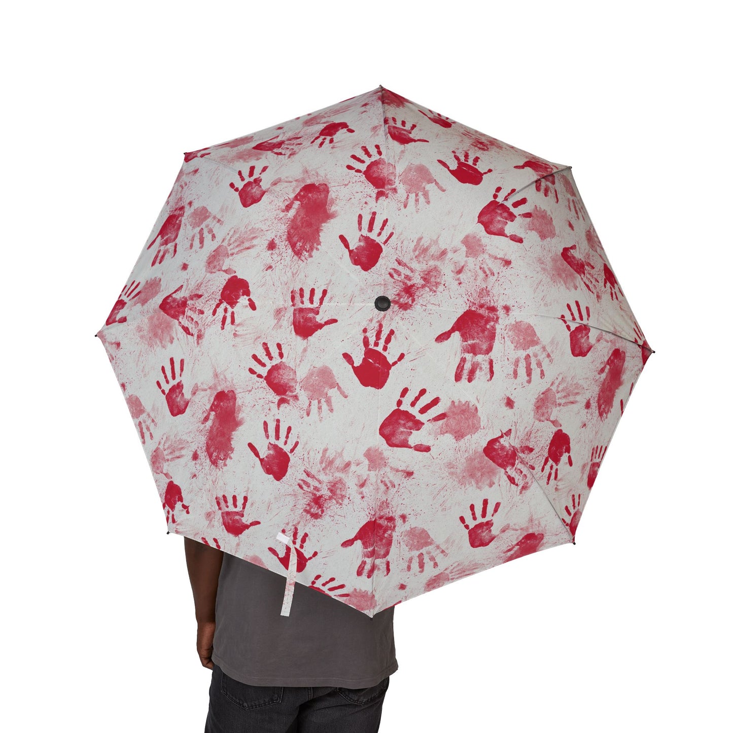 Artistic Red Handprint Umbrella, Rainy Day Essential