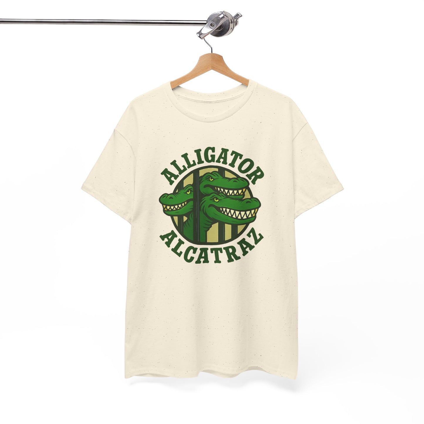 Alligator Alcatraz Unisex Heavy Cotton Tee, Fun Graphic Tee, Casual Wear, Gift for Animal Lovers, Summer Fashion, Unique T-Shirt