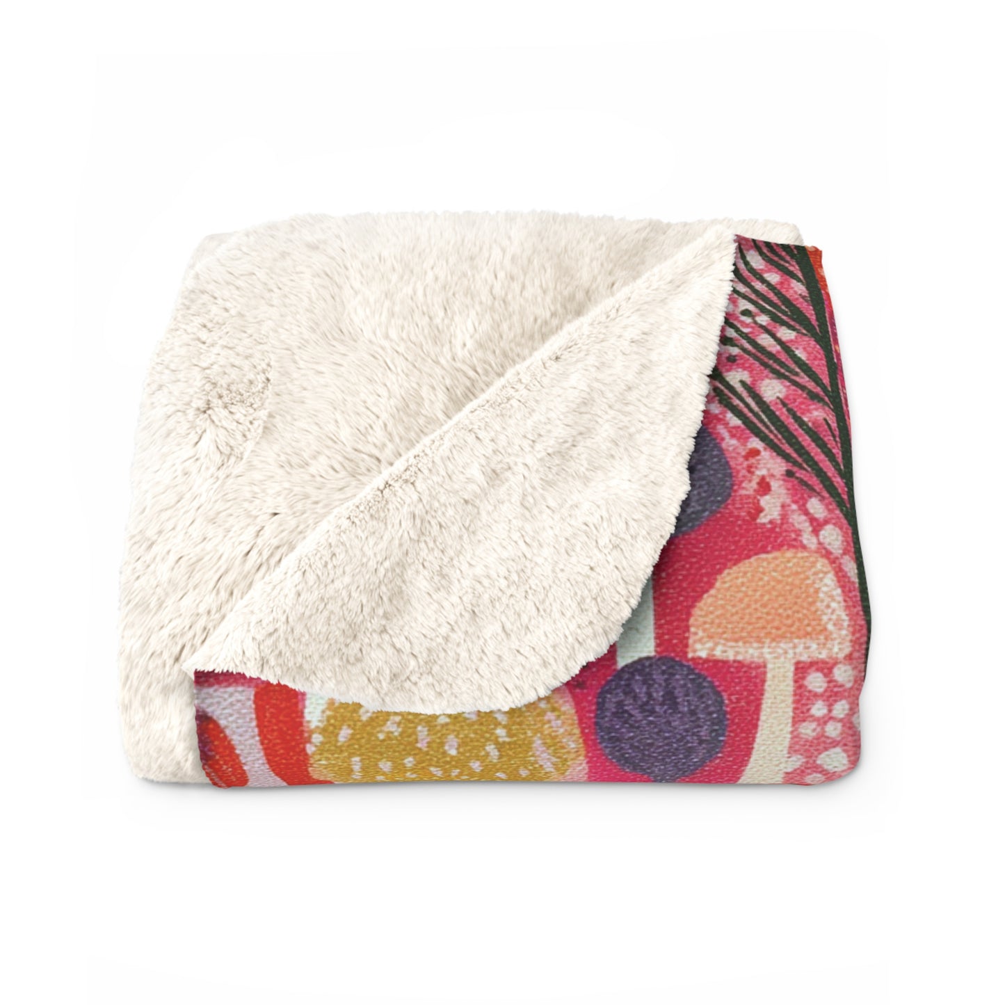 Cozy Mushroom Sherpa Fleece Blanket | Soft Throw for Home, Living Room, Kids' Room, Gifts, Seasonal Celebrations
