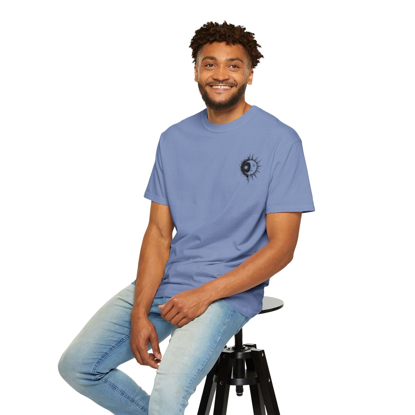 Comfort Colors Embroidered Hand-Illustrated Astrology Ying Yang Unisex T-Shirt, Cool Graphic Tee