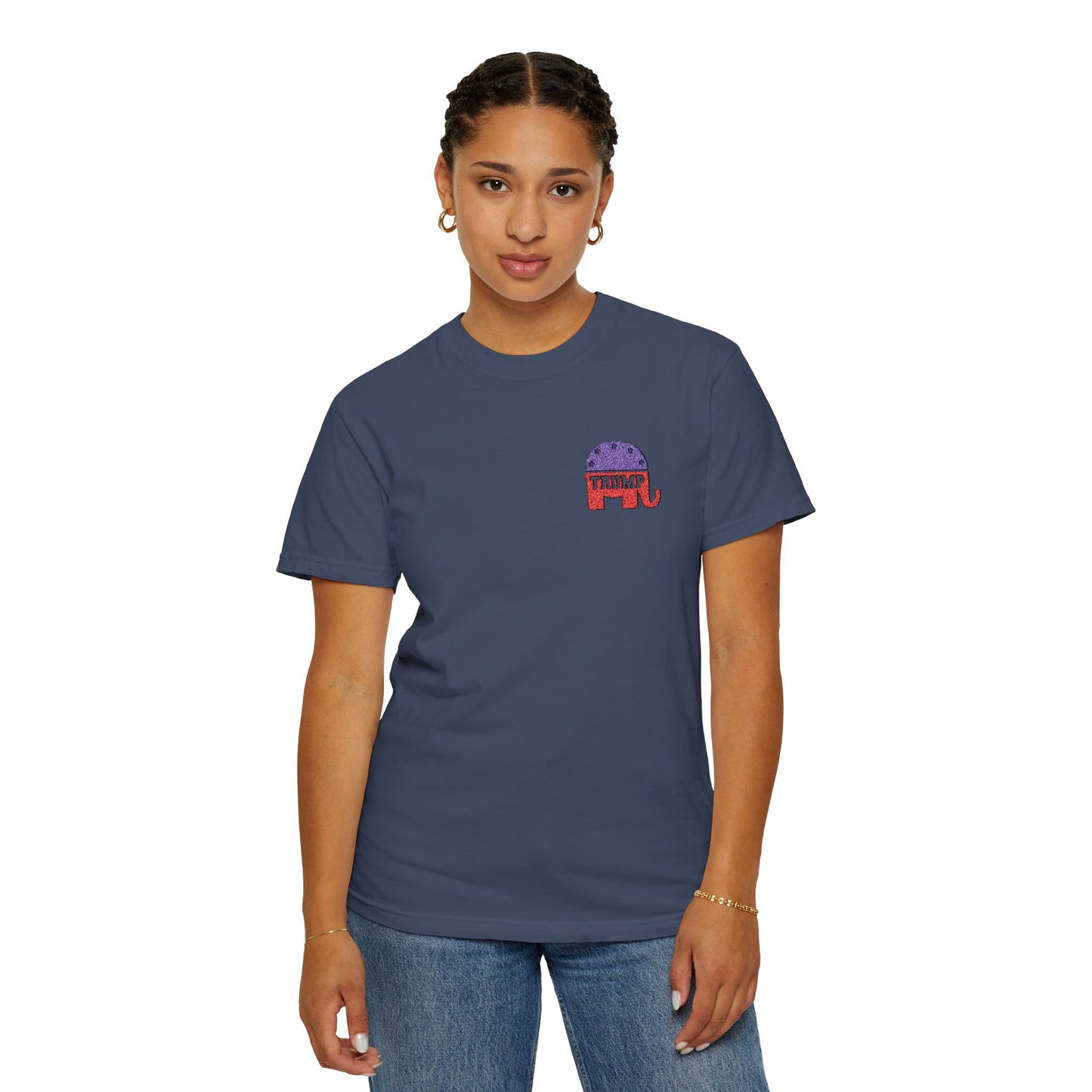 Embroidered Trump Republican Elephant Graphic Tee for MAGA, Unisex T-shirt, Casual Wear, Eco-Friendly Gift, Outing Shirt