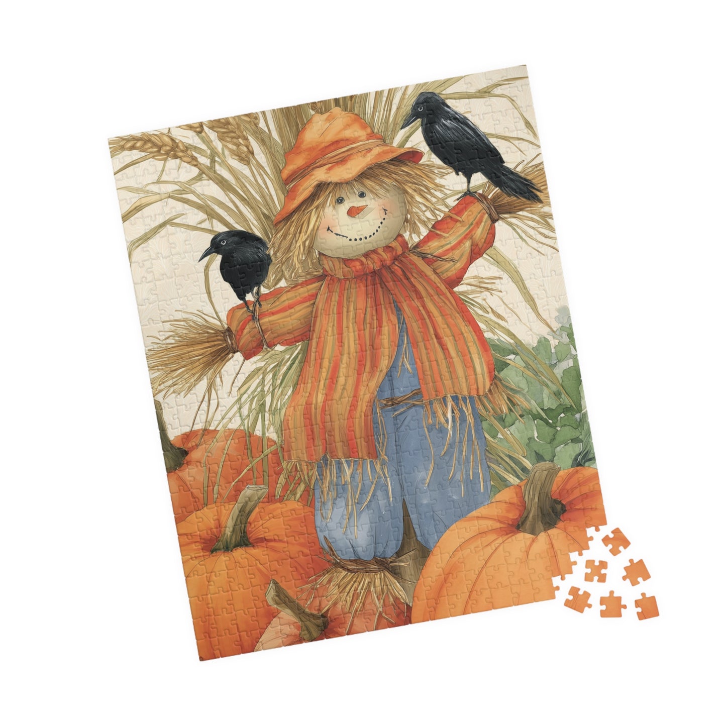 Friendly Fall Harvest Scarecrow Puzzle - 110 252 520 1014-piece Seasonal Jigsaw for Family Fun, Autumn Activity
