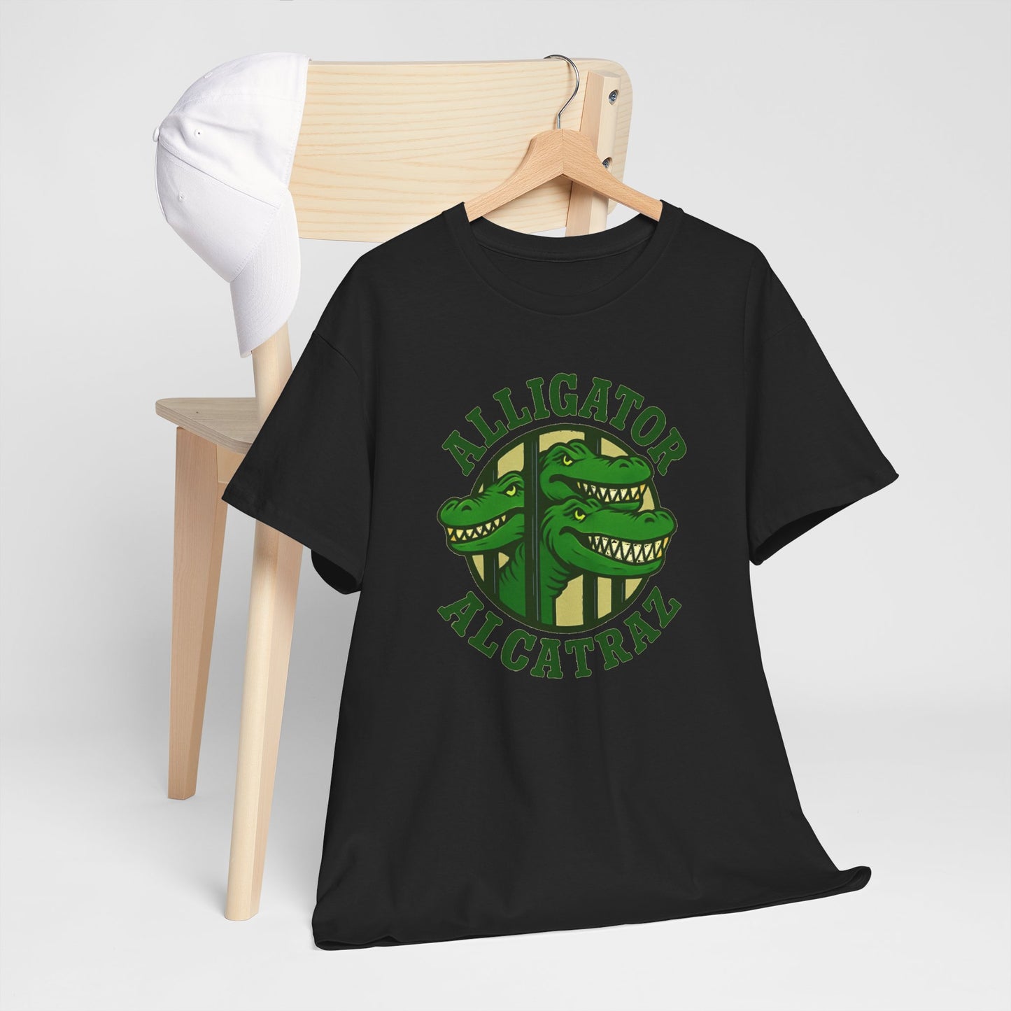 Alligator Alcatraz Unisex Heavy Cotton Tee, Fun Graphic Tee, Casual Wear, Gift for Animal Lovers, Summer Fashion, Unique T-Shirt