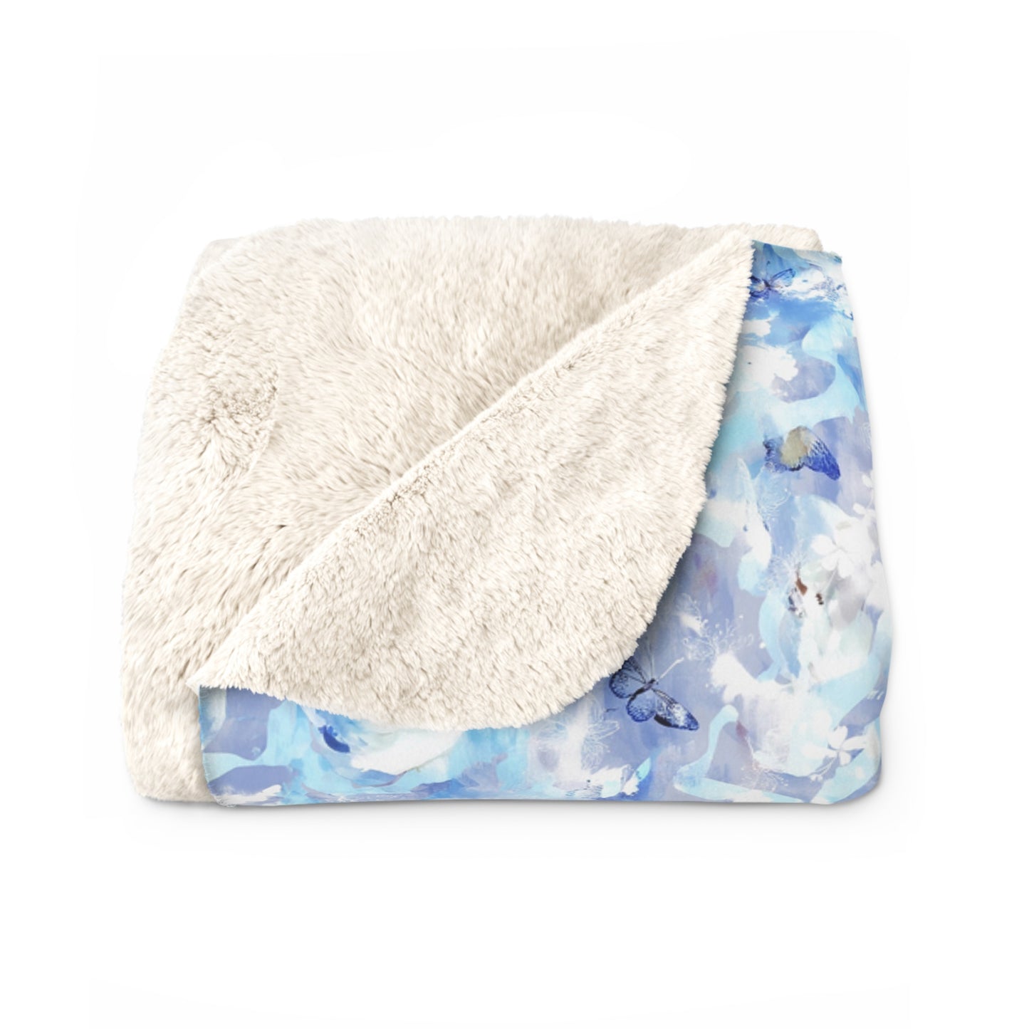 Cozy Blue Floral Sherpa Fleece Blanket, Ideal Gift for Weddings, Birthdays, Baby Shower
